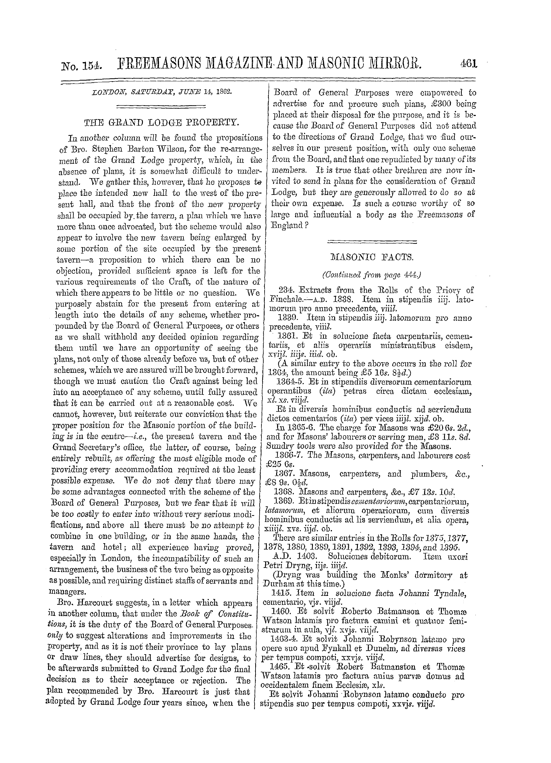 The Freemasons' Monthly Magazine