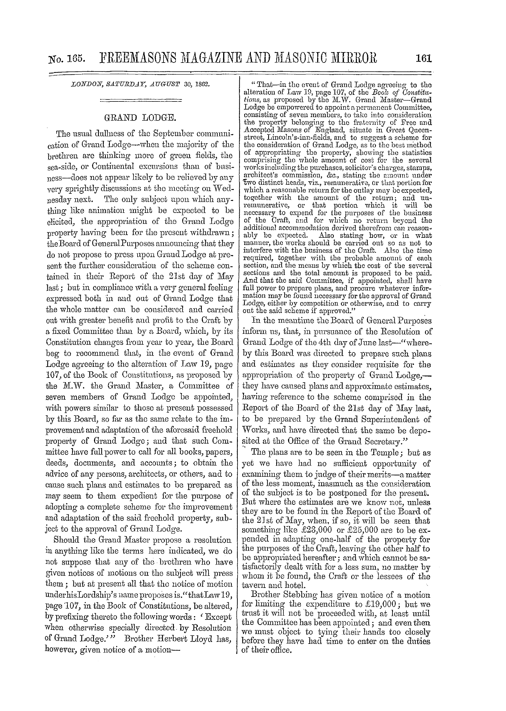 The Freemasons' Monthly Magazine