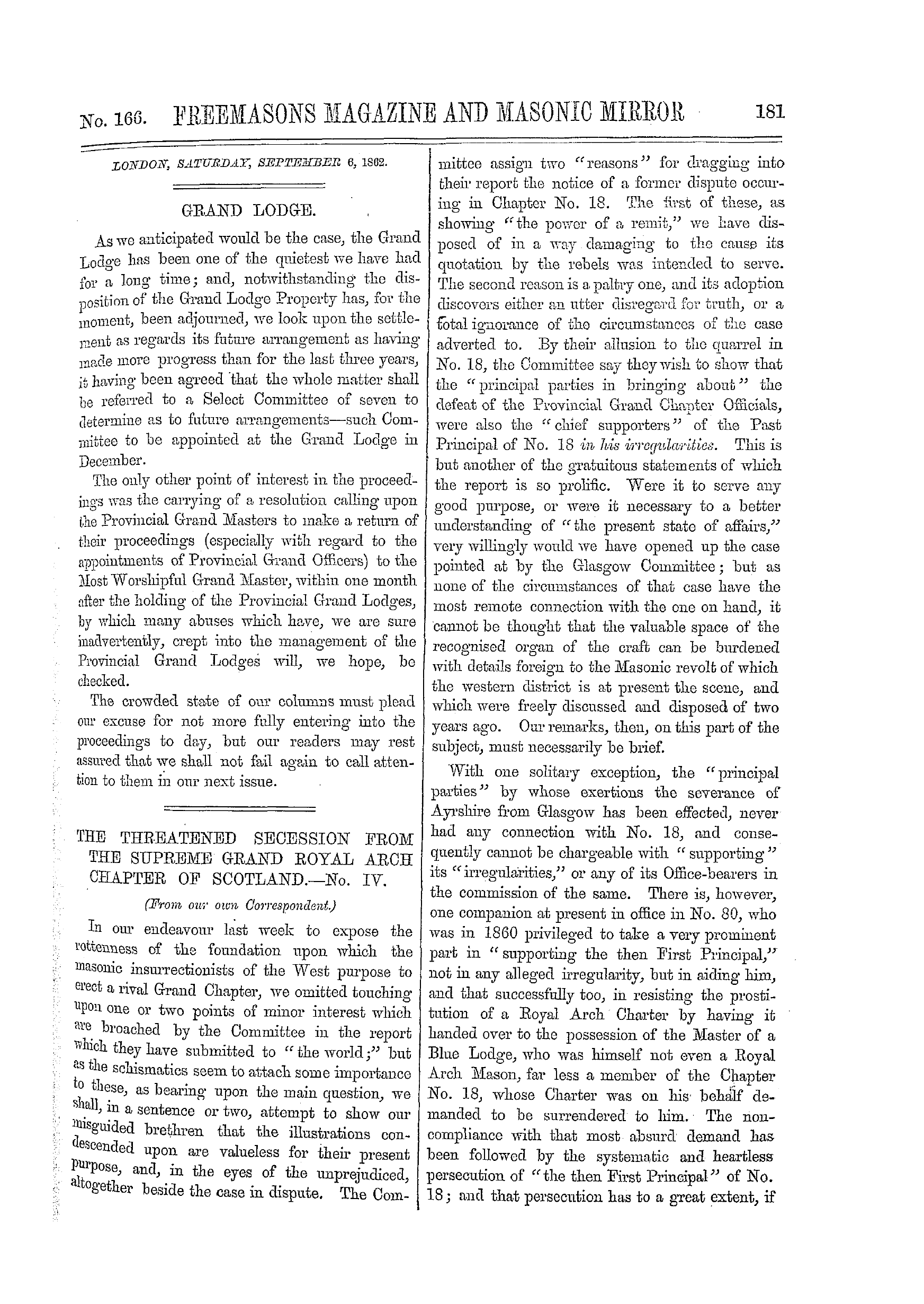 The Freemasons' Monthly Magazine
