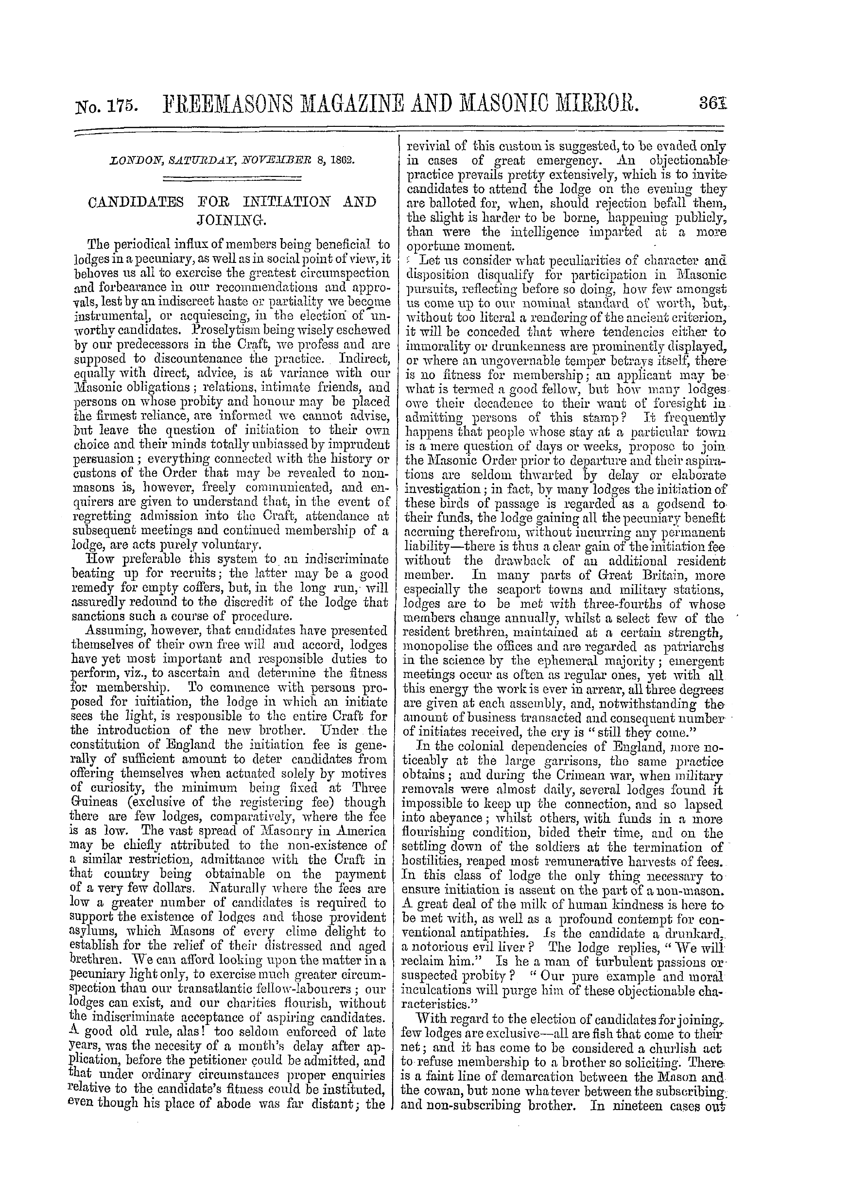The Freemasons' Monthly Magazine