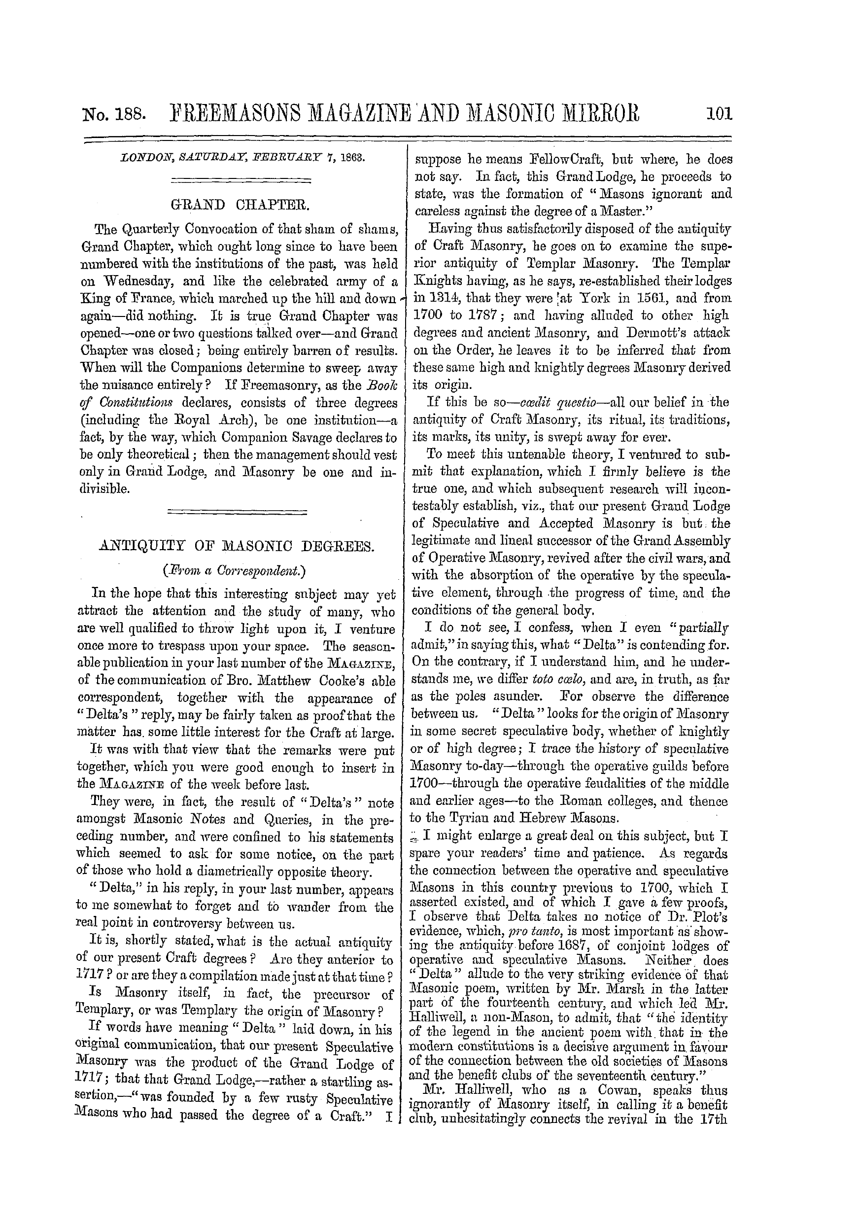 The Freemasons' Monthly Magazine
