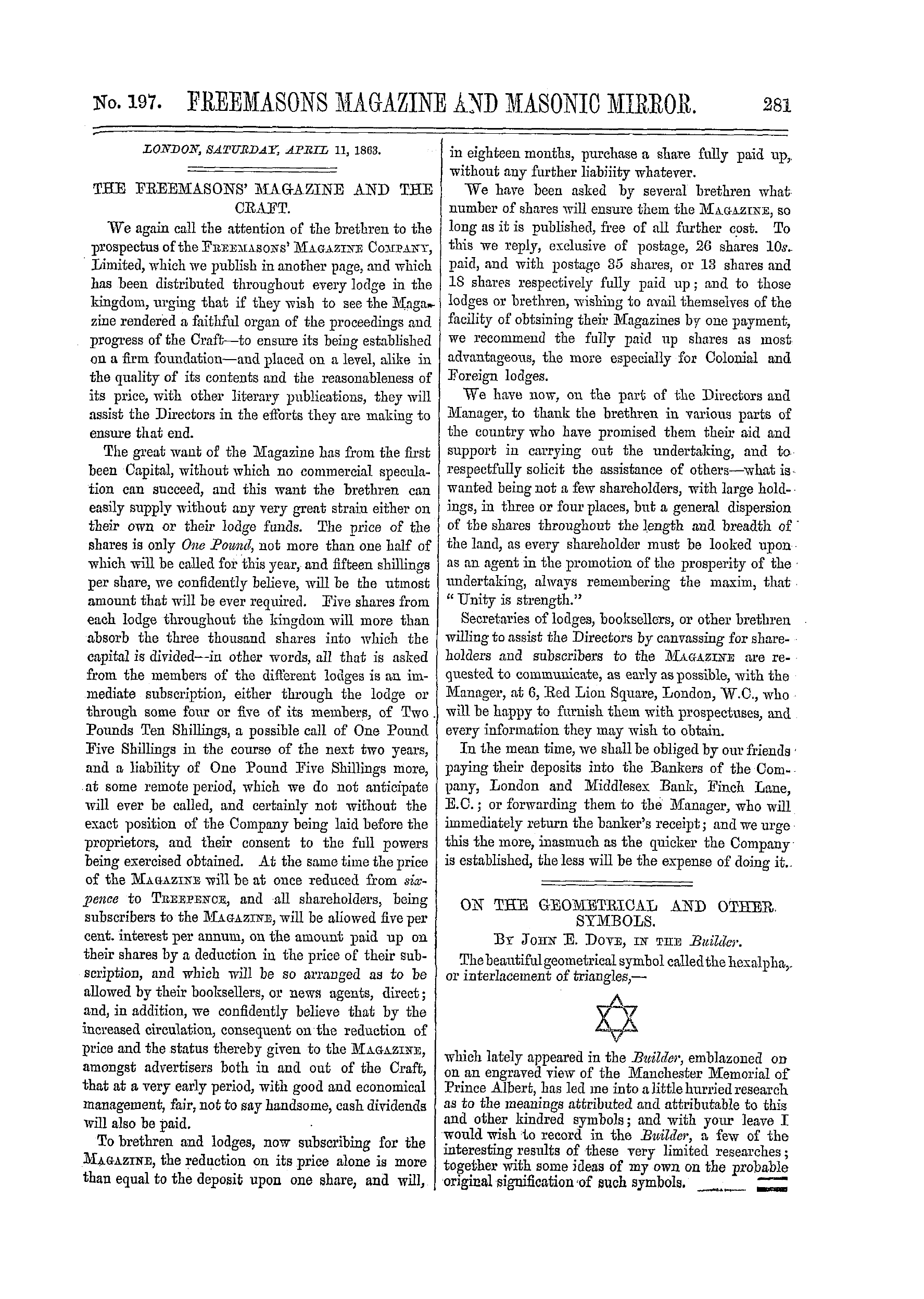The Freemasons' Monthly Magazine