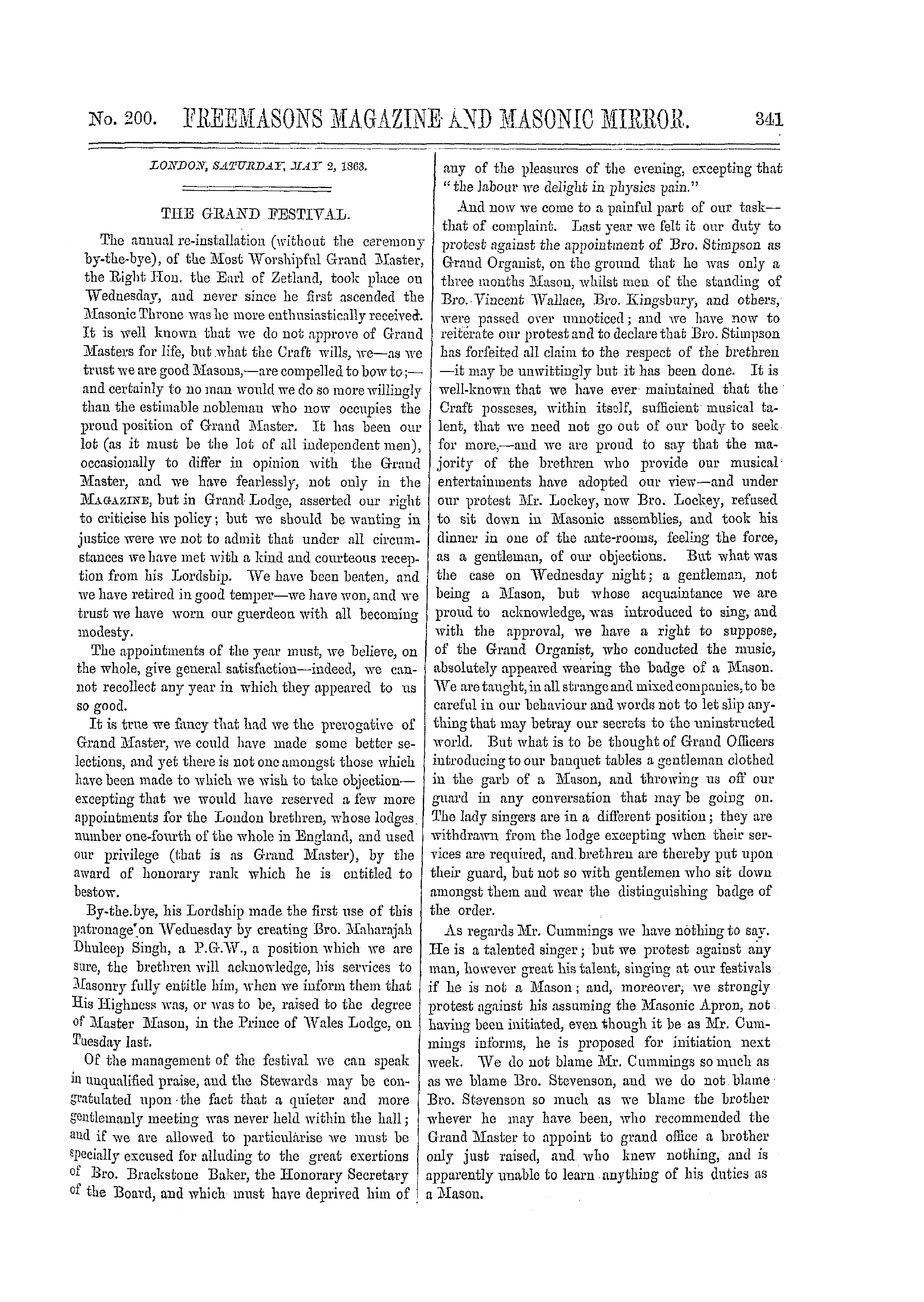 The Freemasons' Monthly Magazine