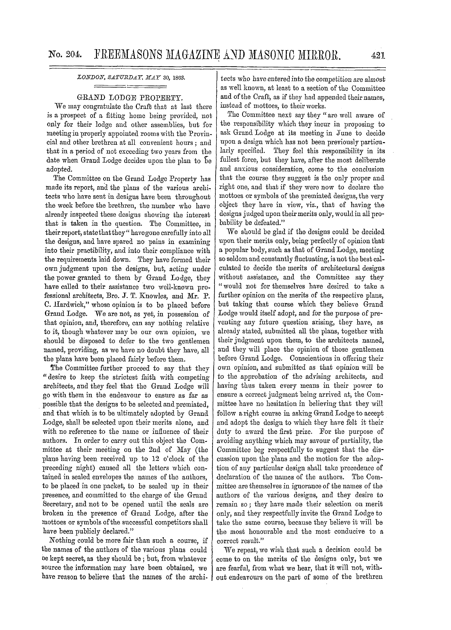The Freemasons' Monthly Magazine