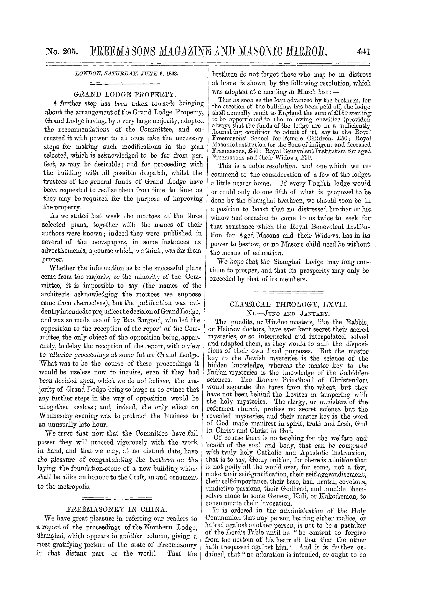 The Freemasons' Monthly Magazine