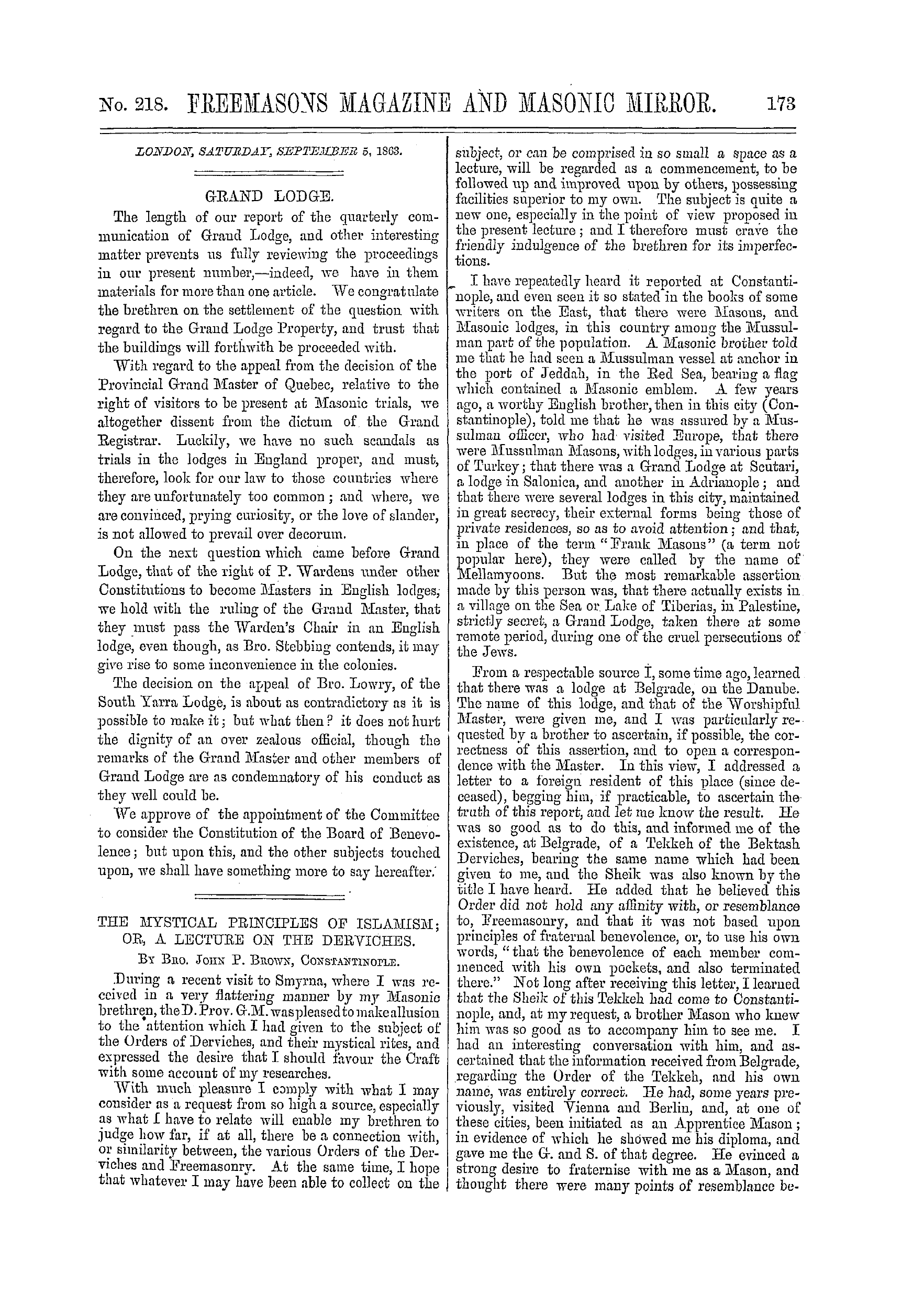 The Freemasons' Monthly Magazine