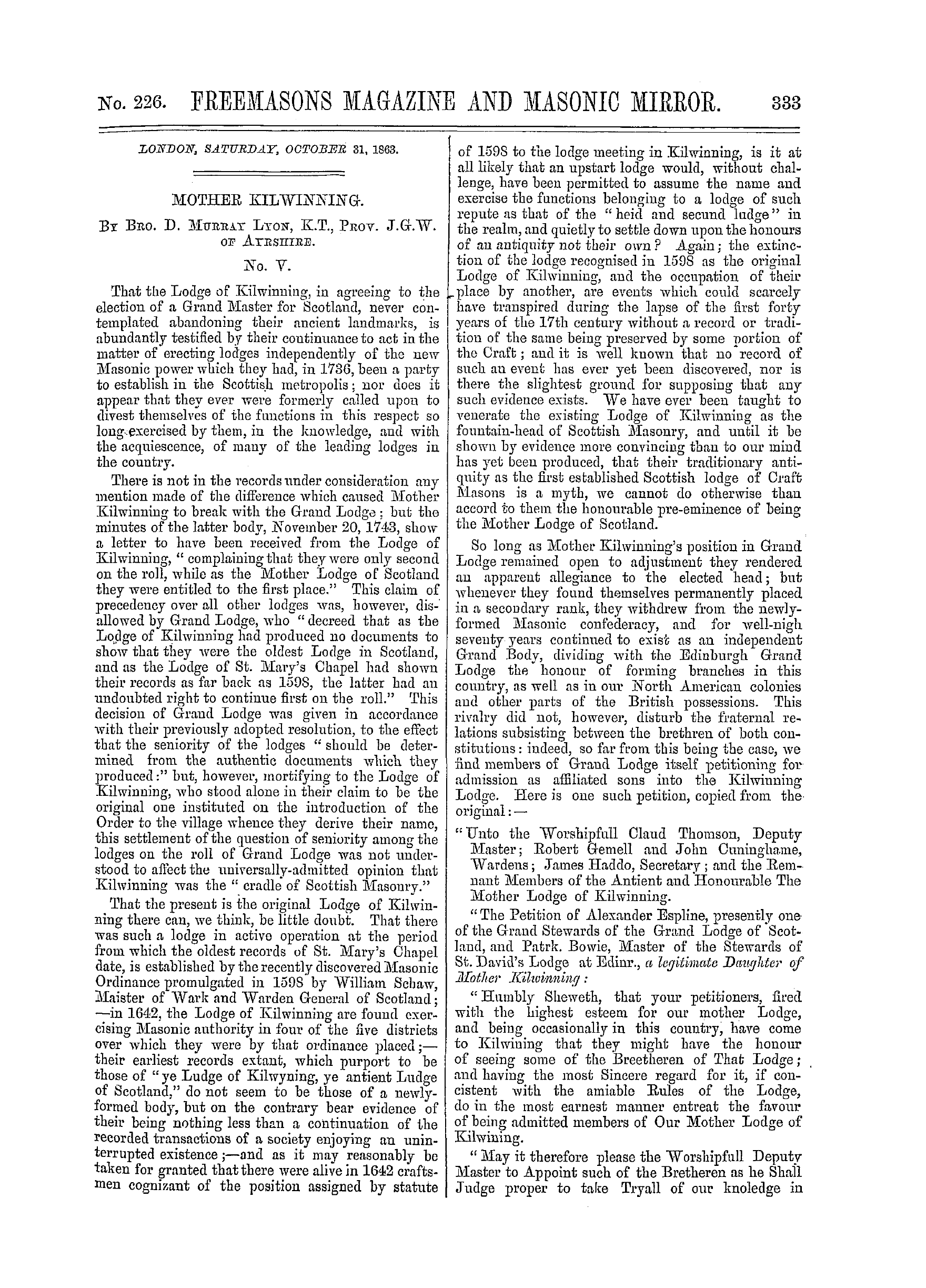 The Freemasons' Monthly Magazine