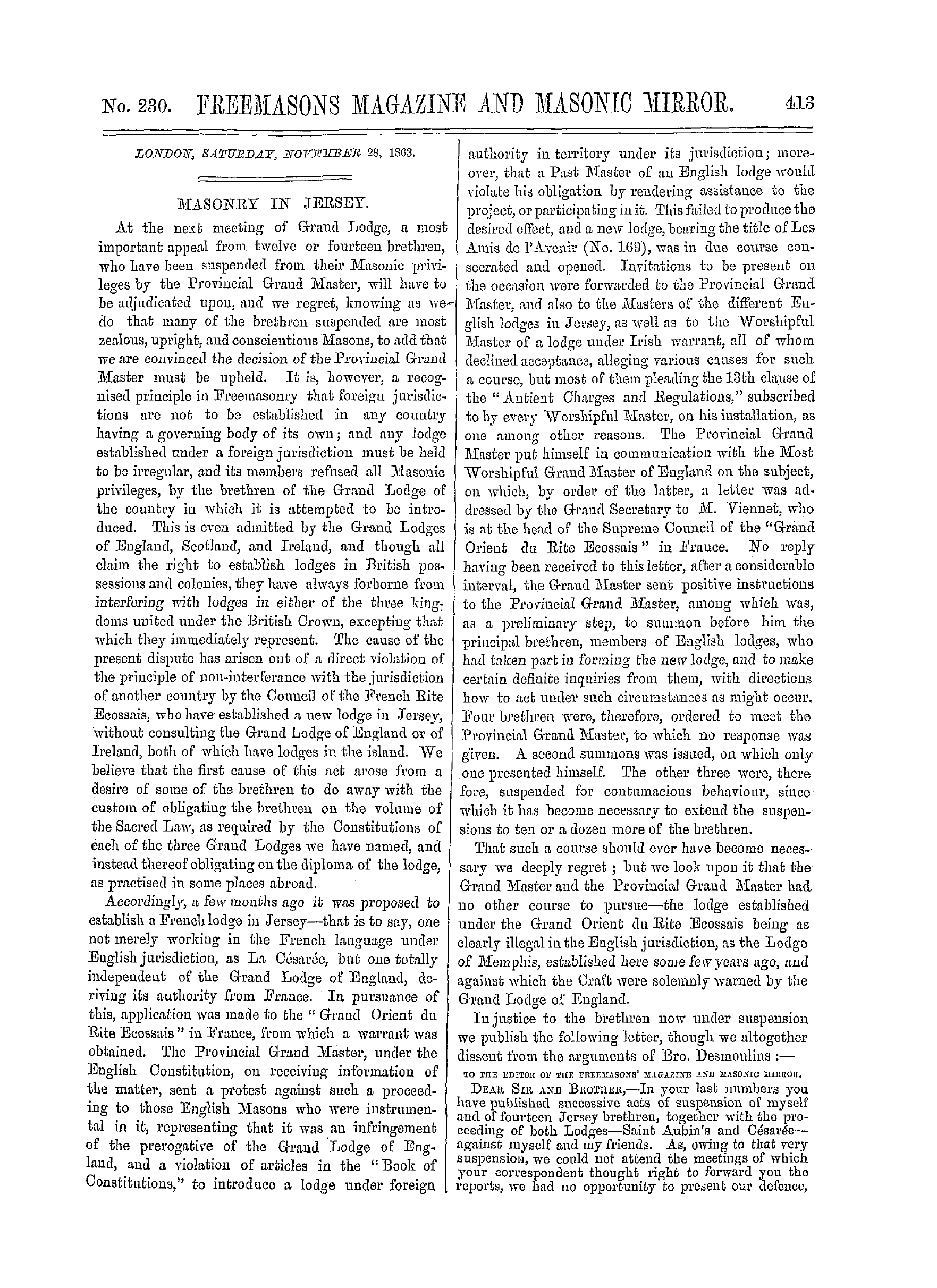 The Freemasons' Monthly Magazine