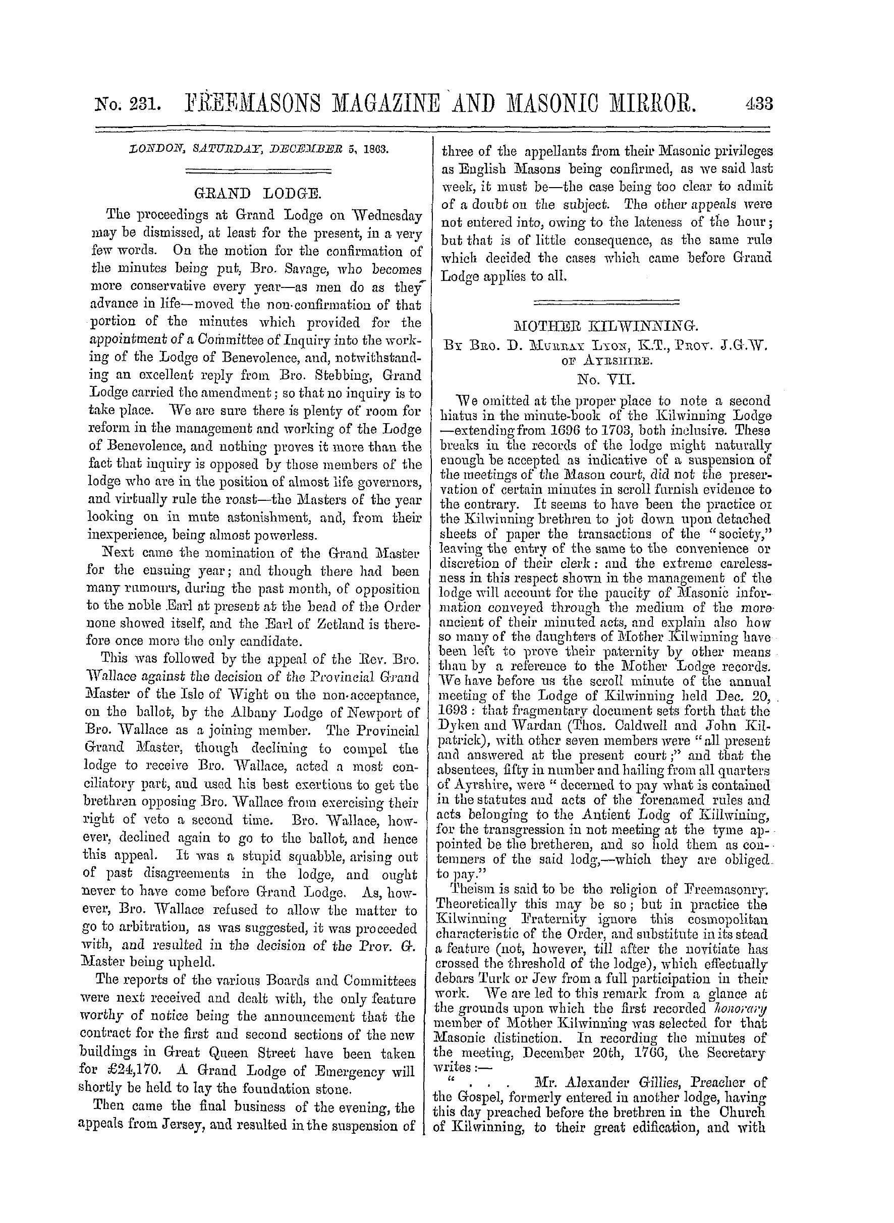 The Freemasons' Monthly Magazine