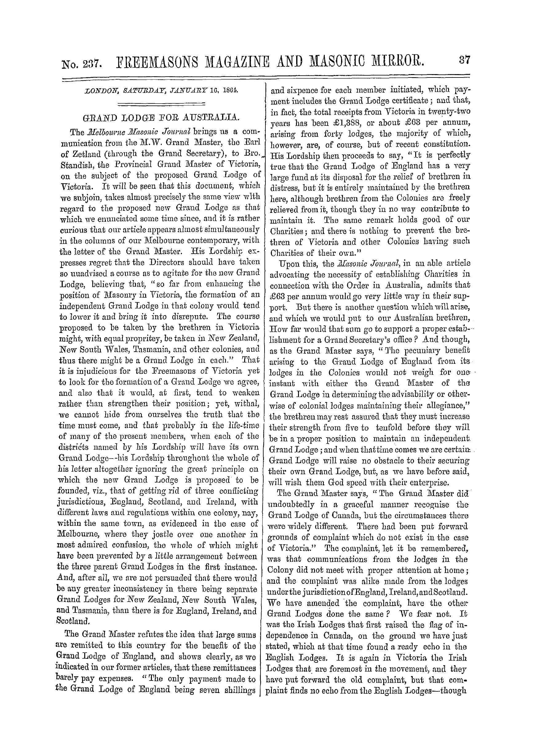 The Freemasons' Monthly Magazine