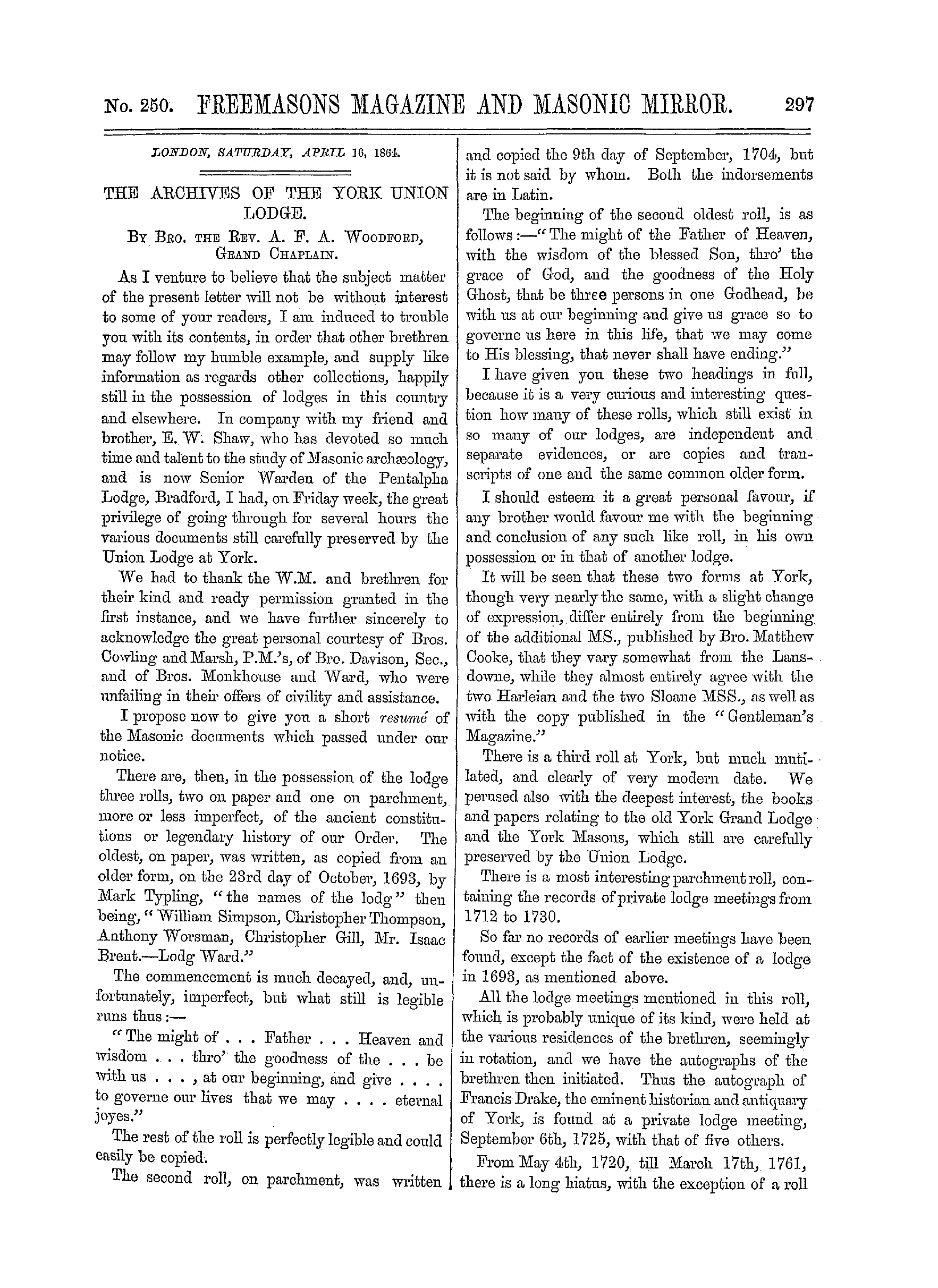The Freemasons' Monthly Magazine