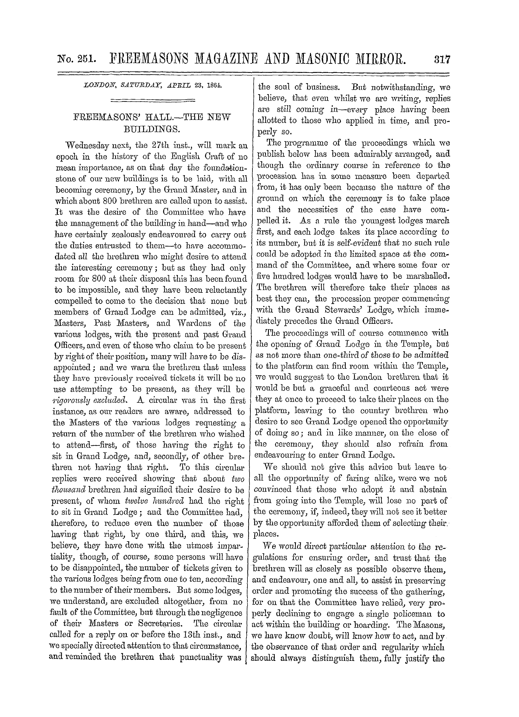 The Freemasons' Monthly Magazine