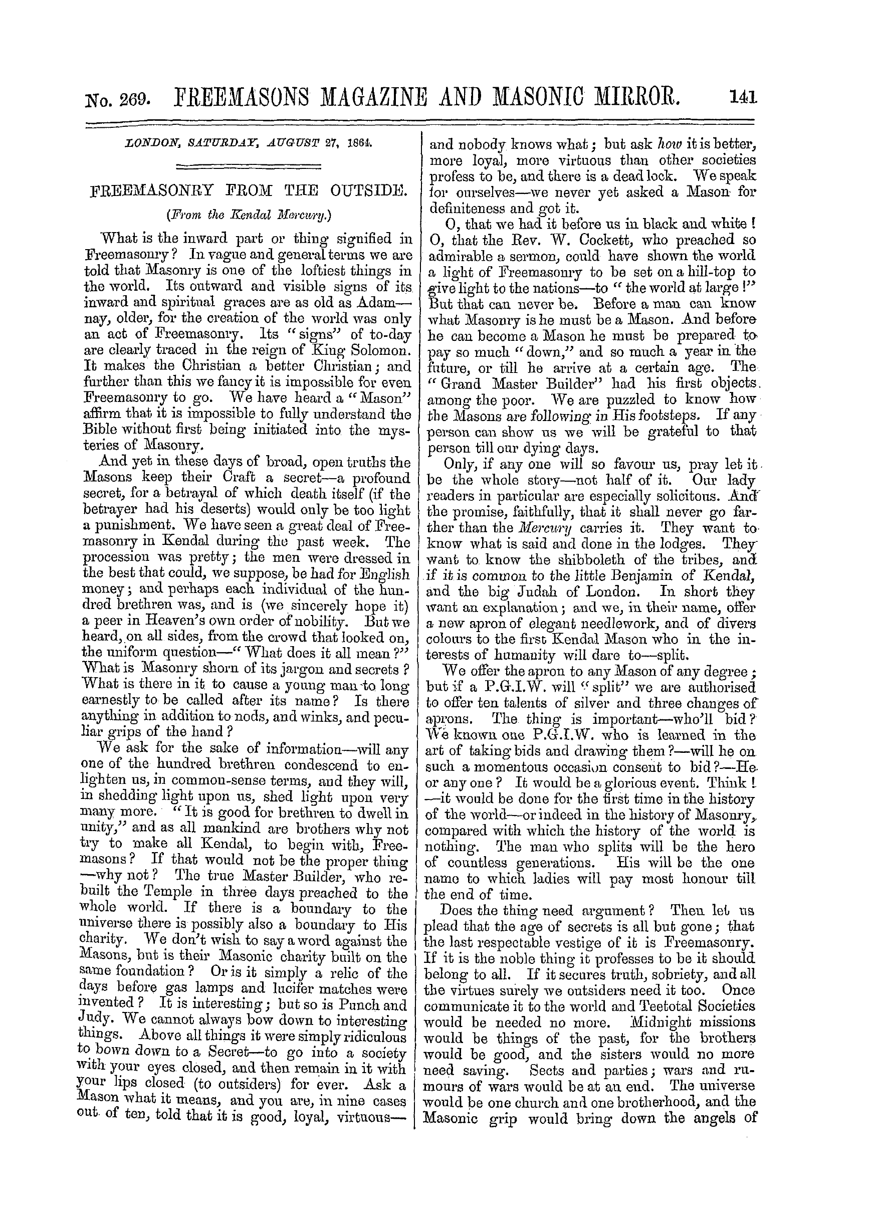 The Freemasons' Monthly Magazine
