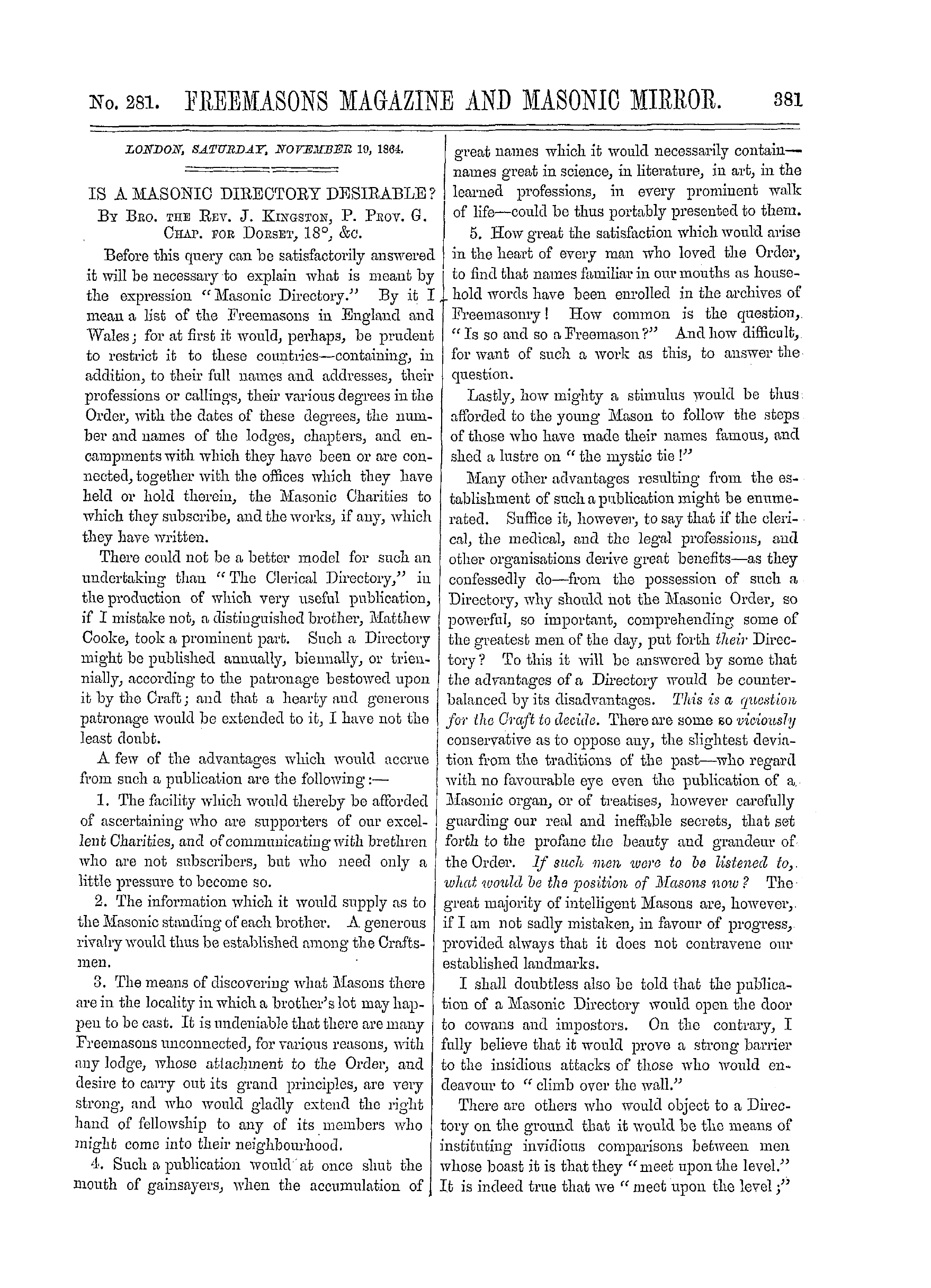 The Freemasons' Monthly Magazine