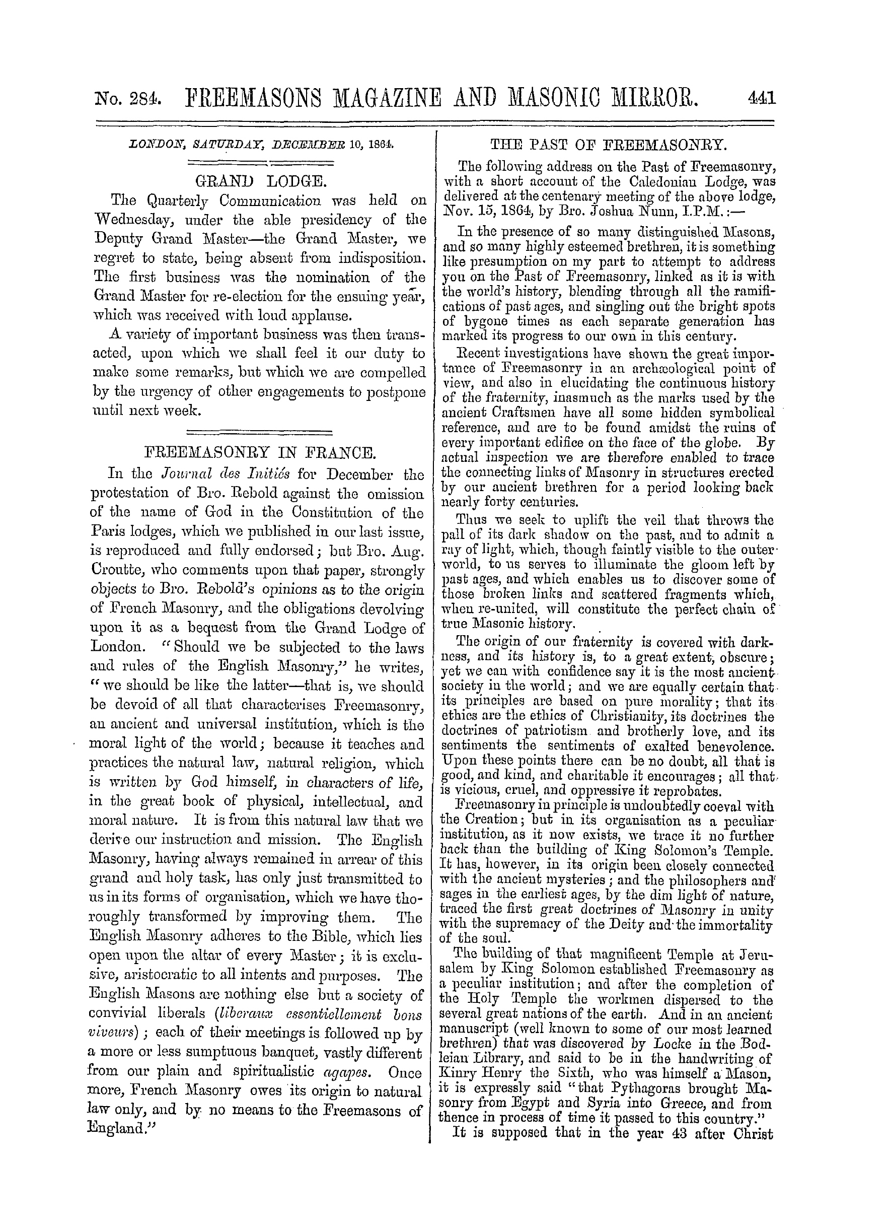 The Freemasons' Monthly Magazine