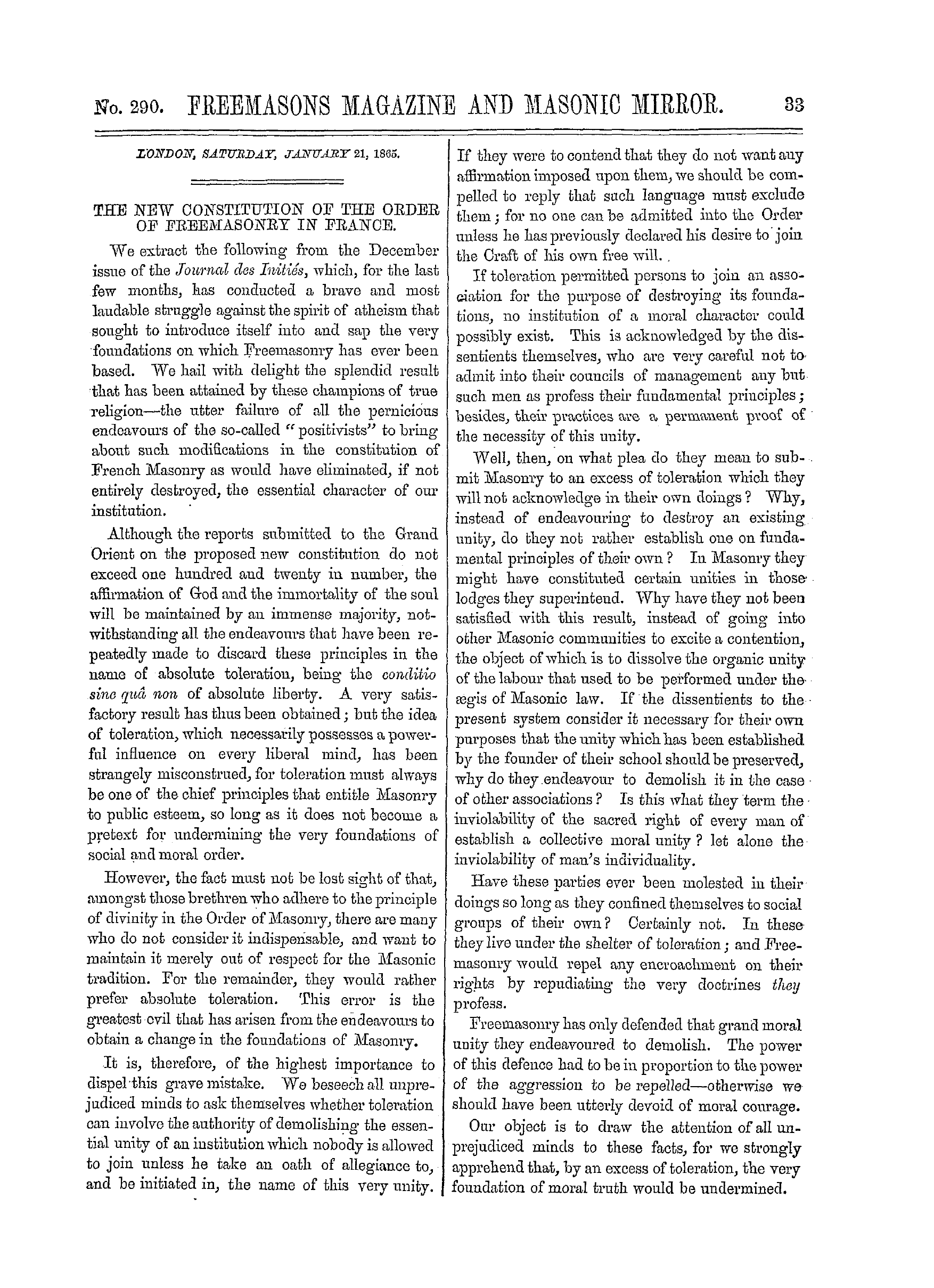 The Freemasons' Monthly Magazine