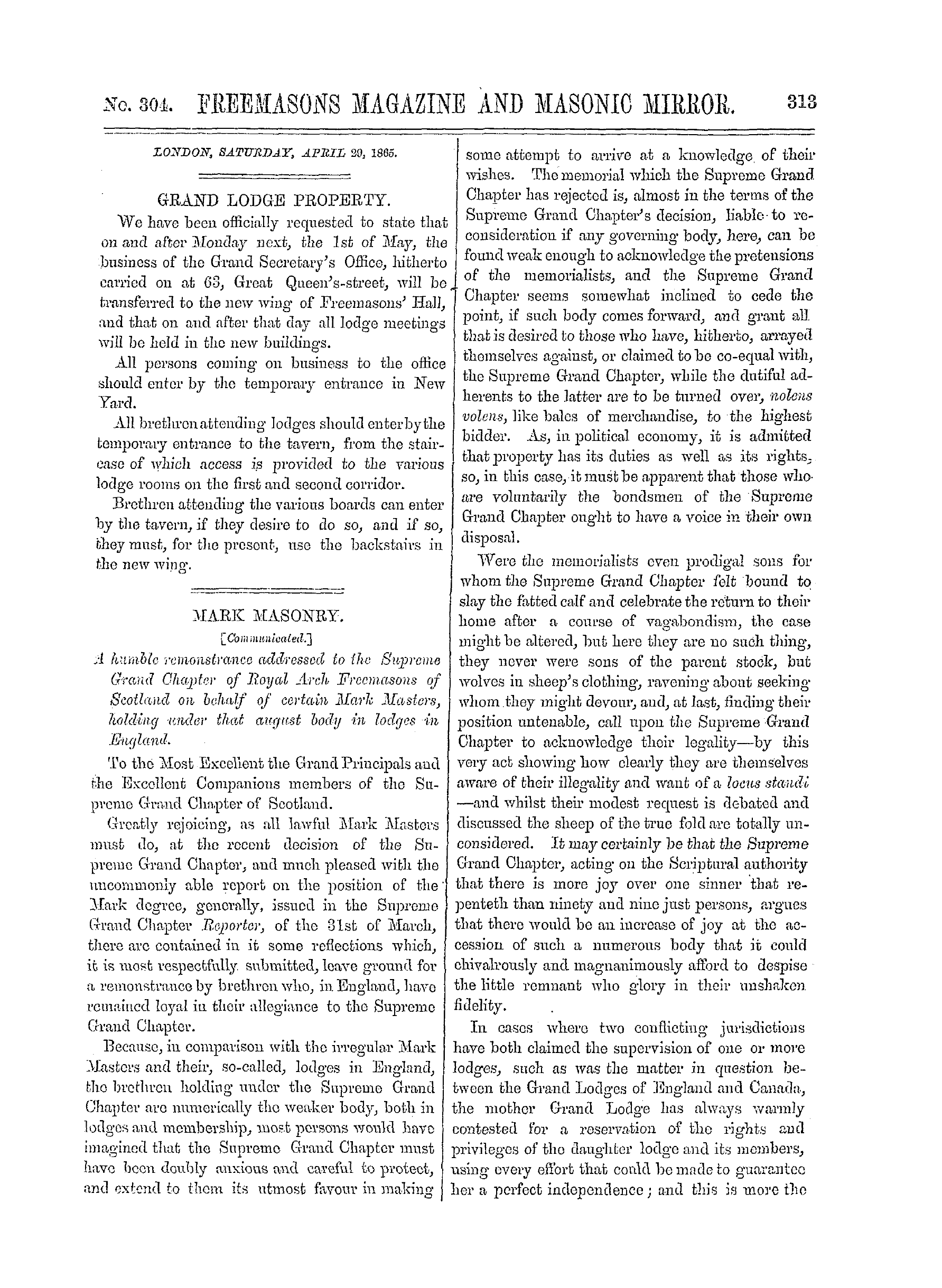 The Freemasons' Monthly Magazine