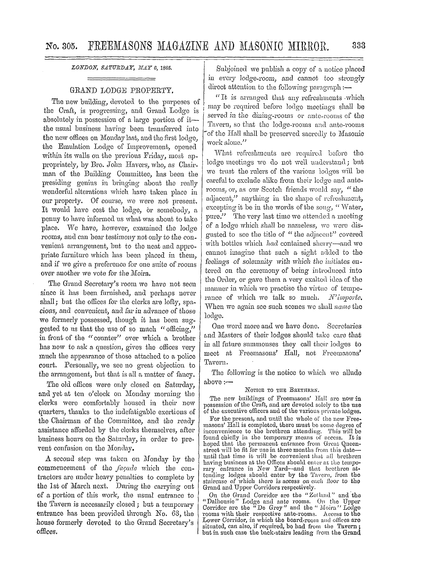 The Freemasons' Monthly Magazine