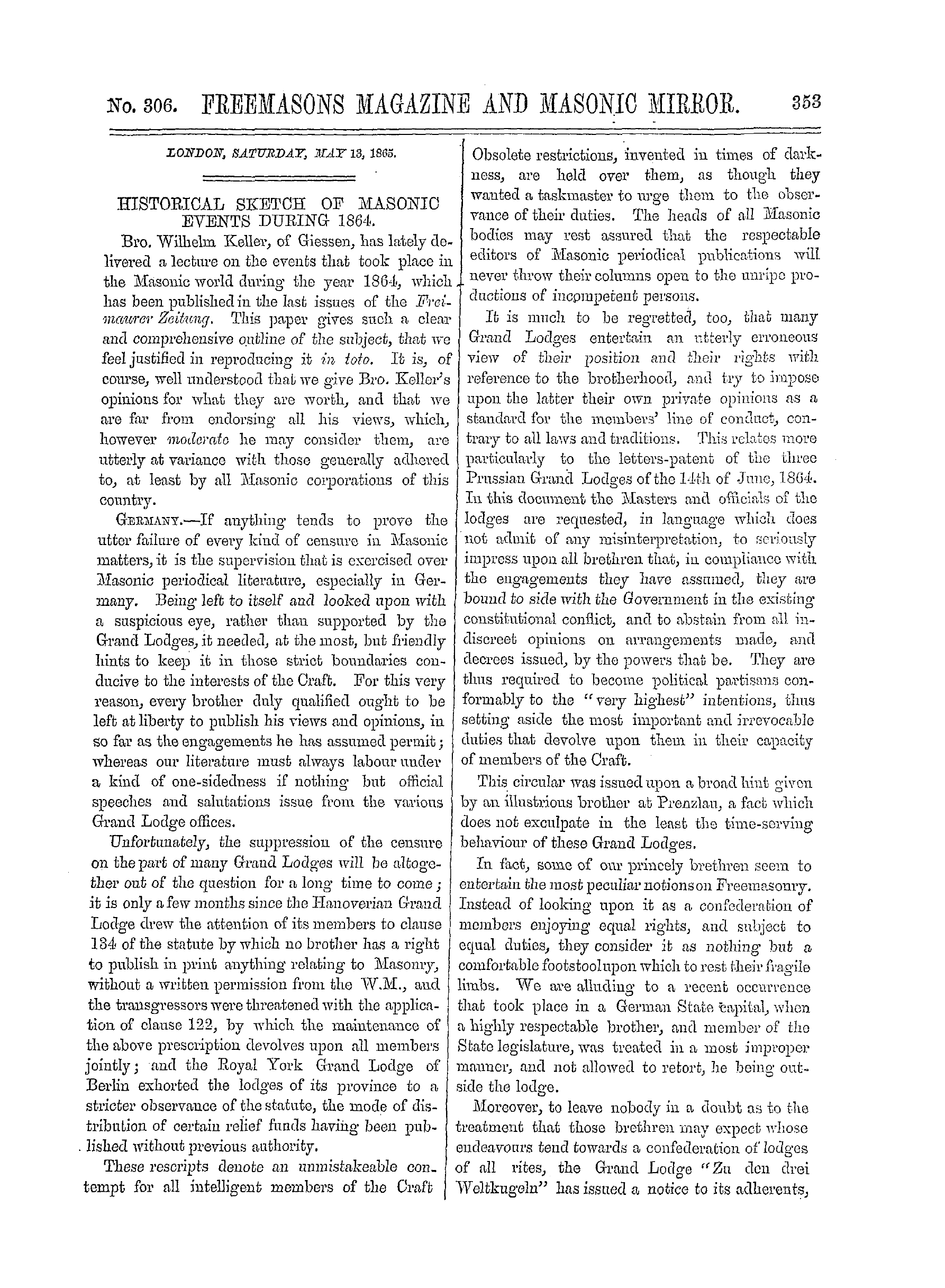 The Freemasons' Monthly Magazine