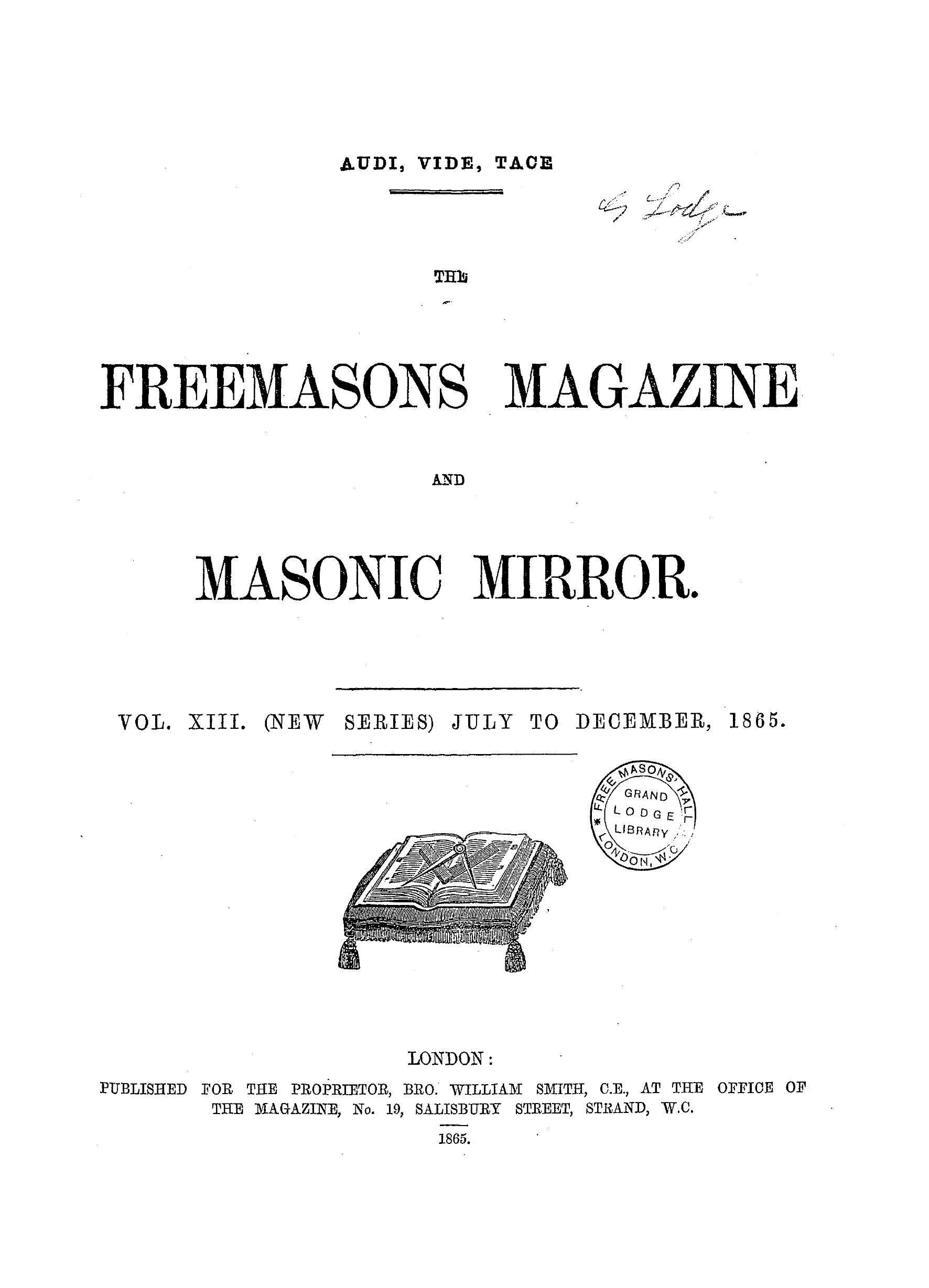 The Freemasons' Monthly Magazine