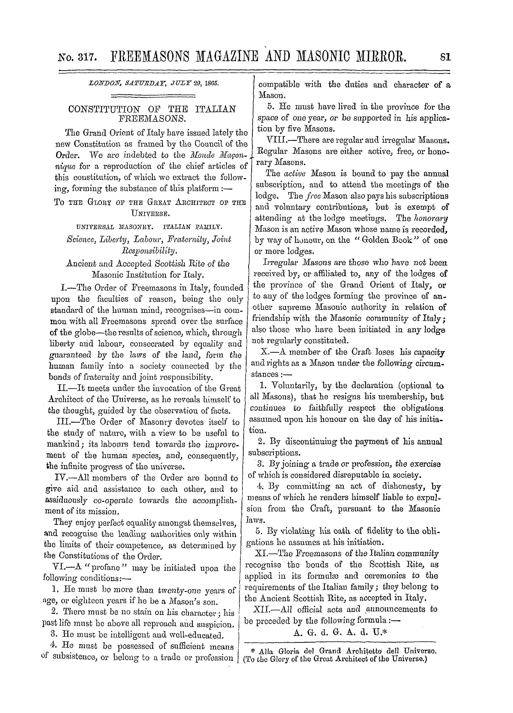 The Freemasons' Monthly Magazine