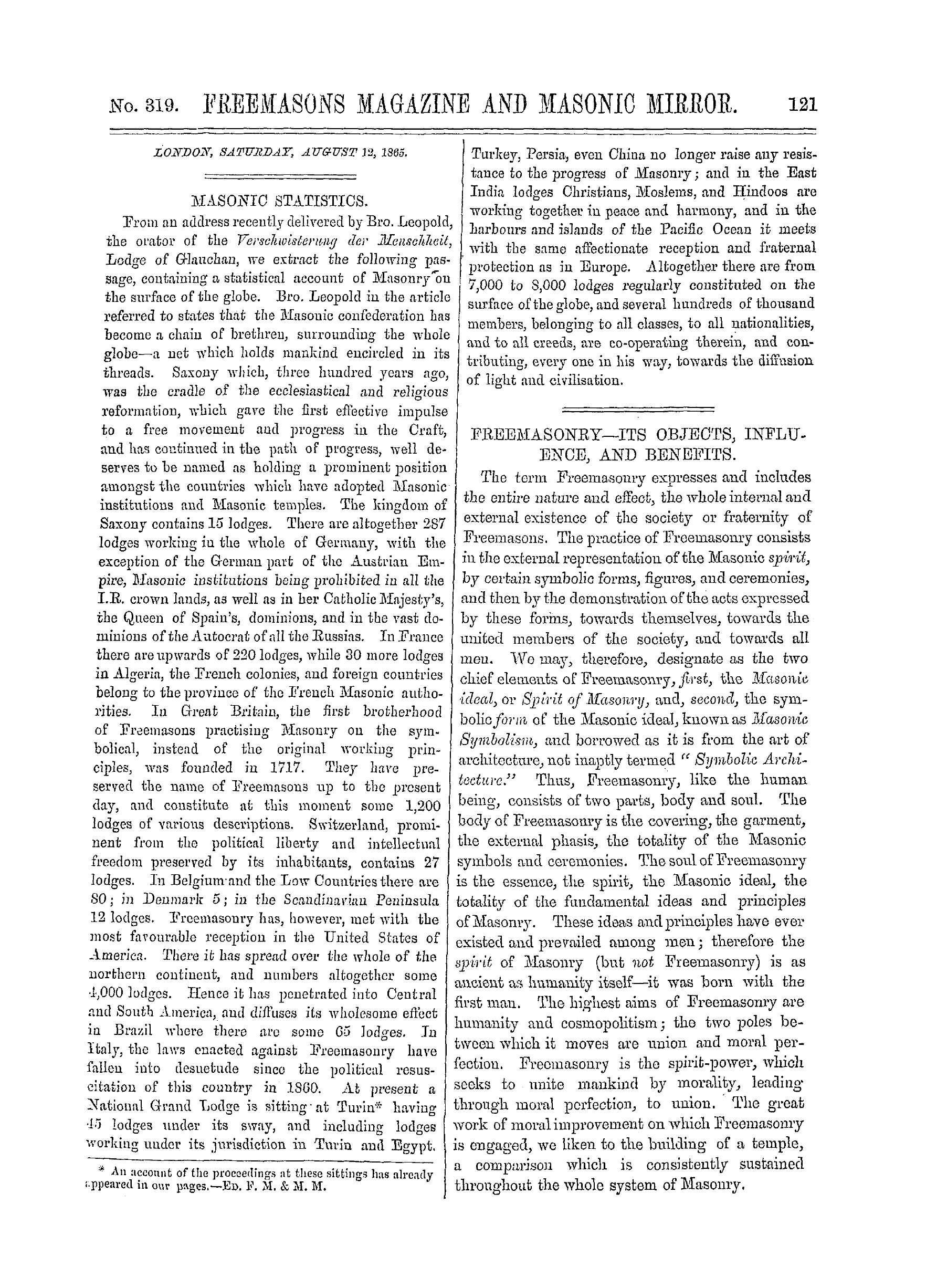The Freemasons' Monthly Magazine