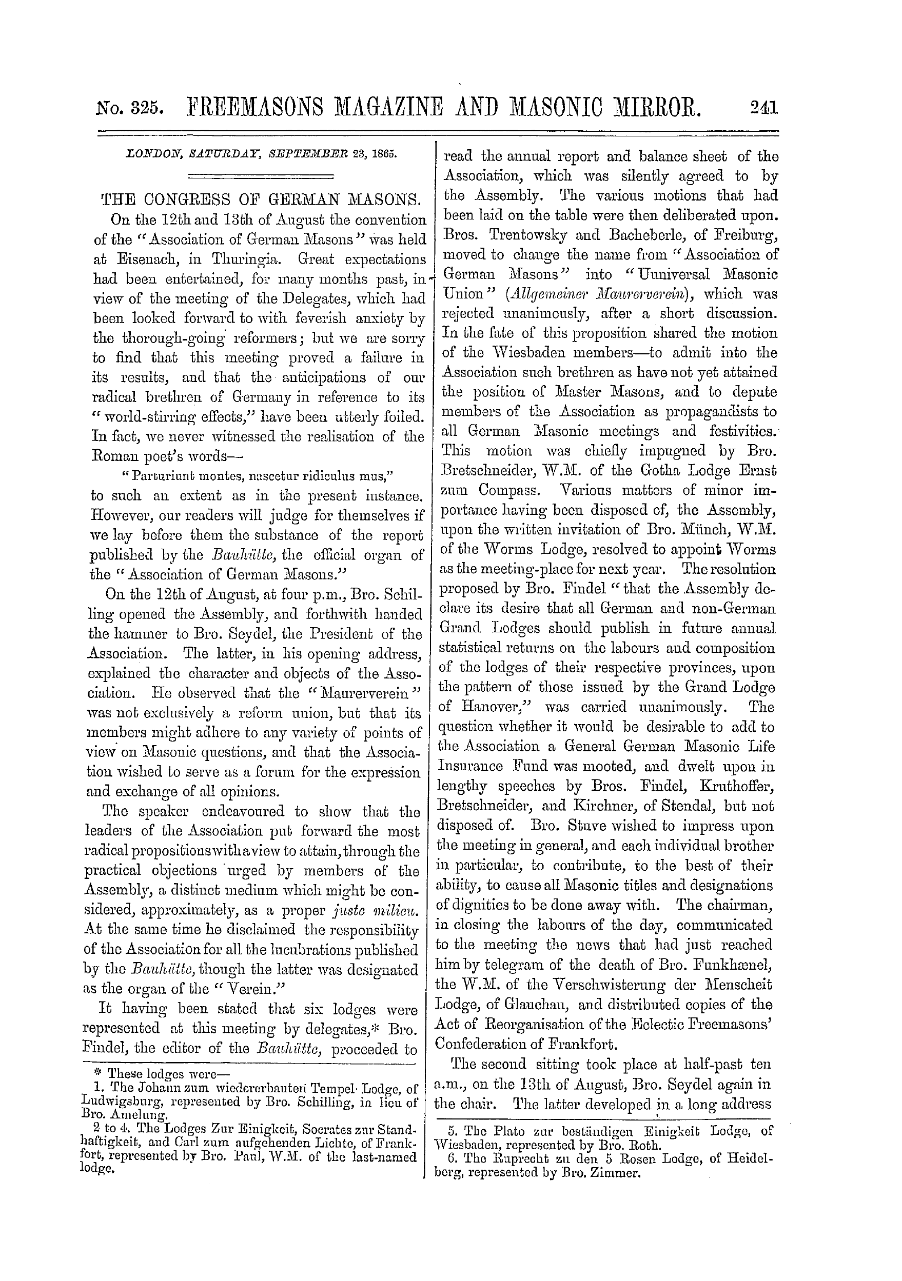 The Freemasons' Monthly Magazine
