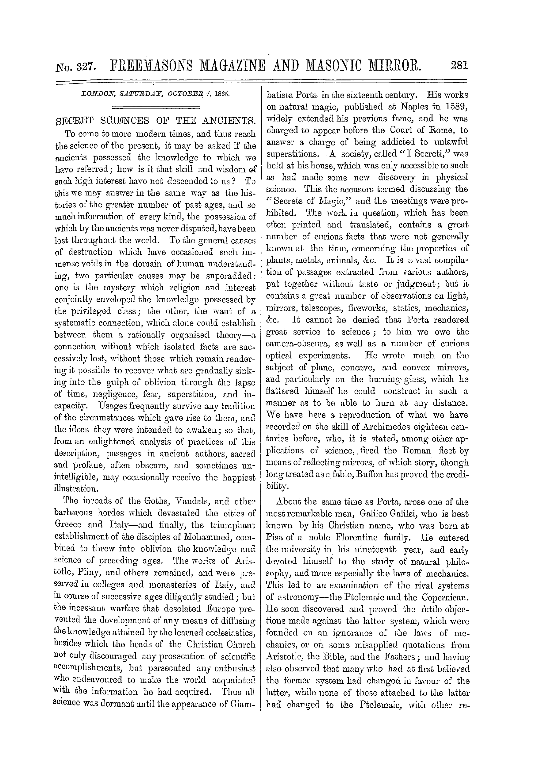 The Freemasons' Monthly Magazine