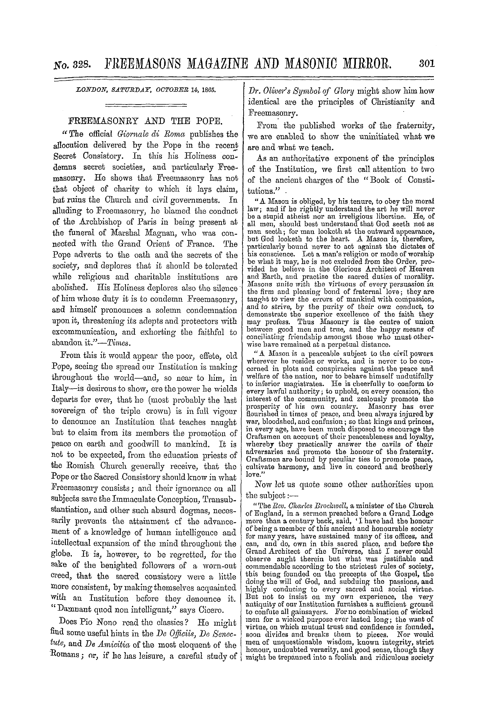 The Freemasons' Monthly Magazine