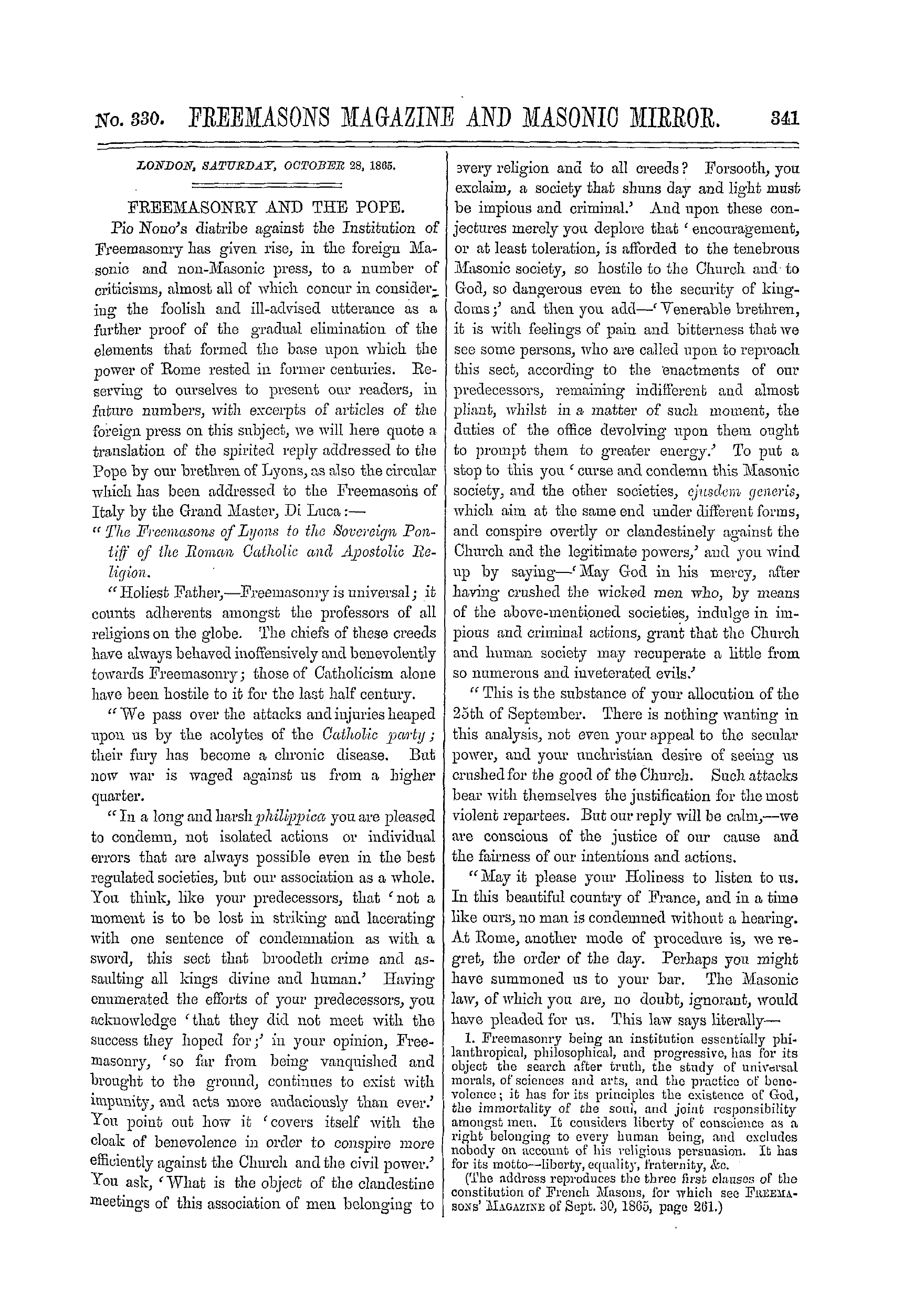 The Freemasons' Monthly Magazine