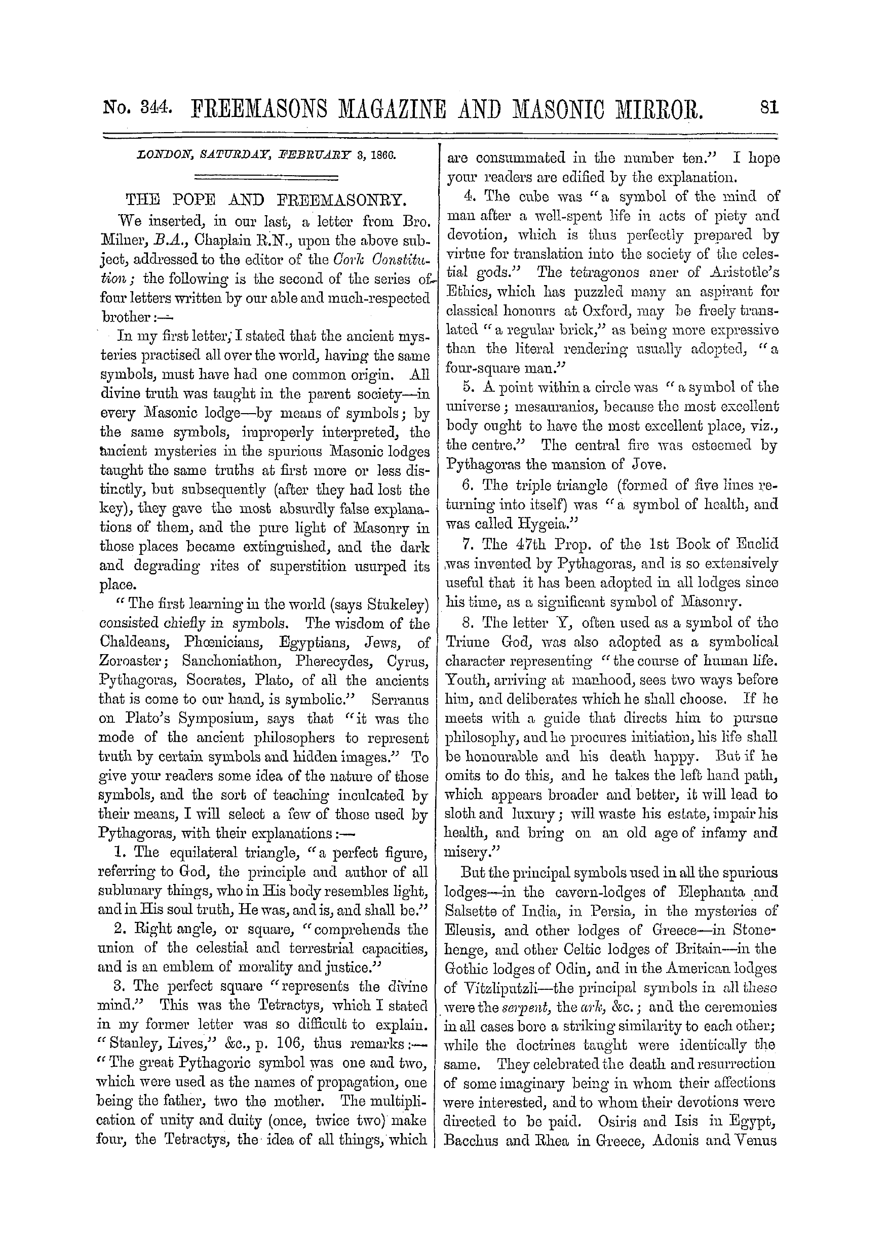 The Freemasons' Monthly Magazine