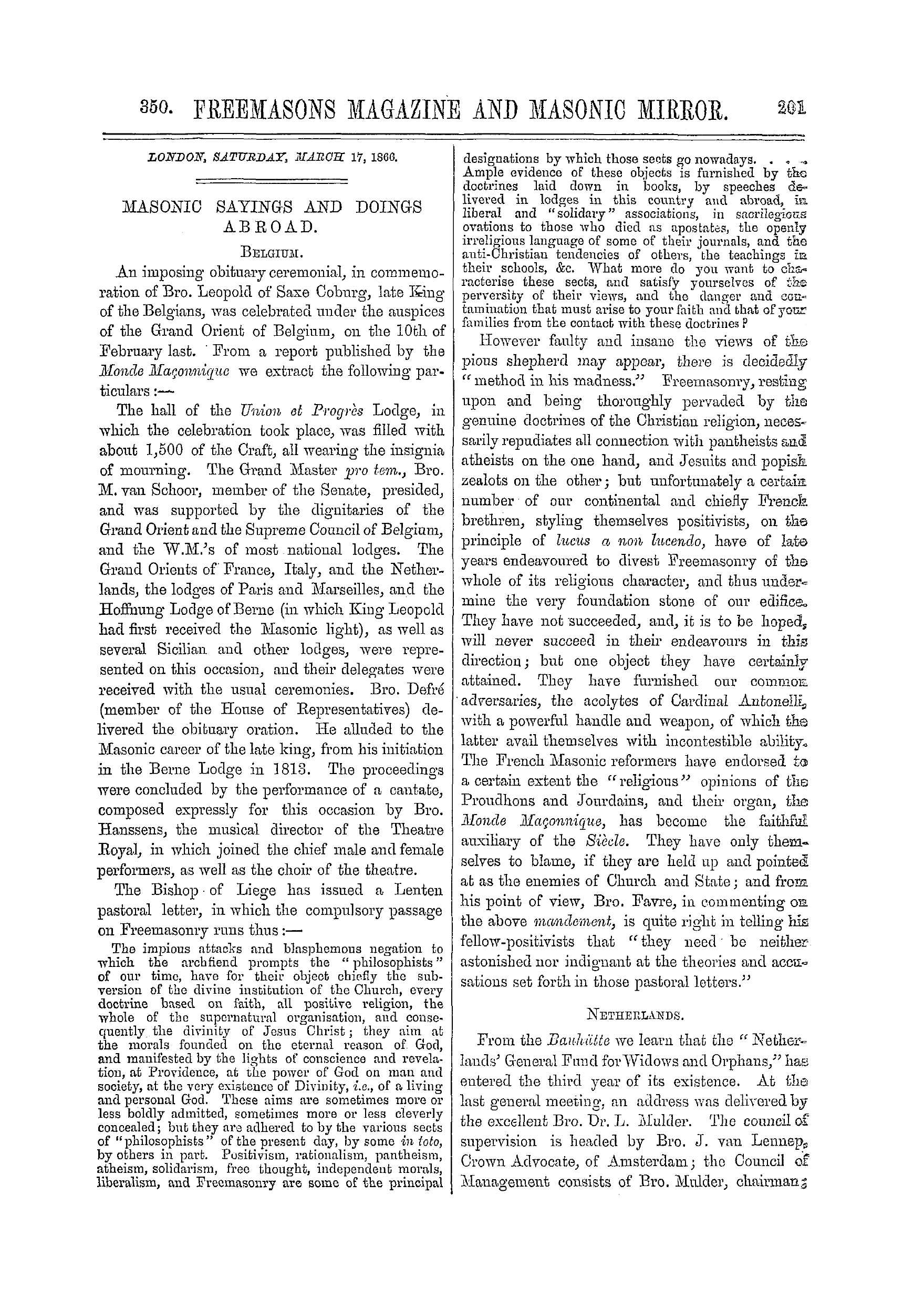 The Freemasons' Monthly Magazine