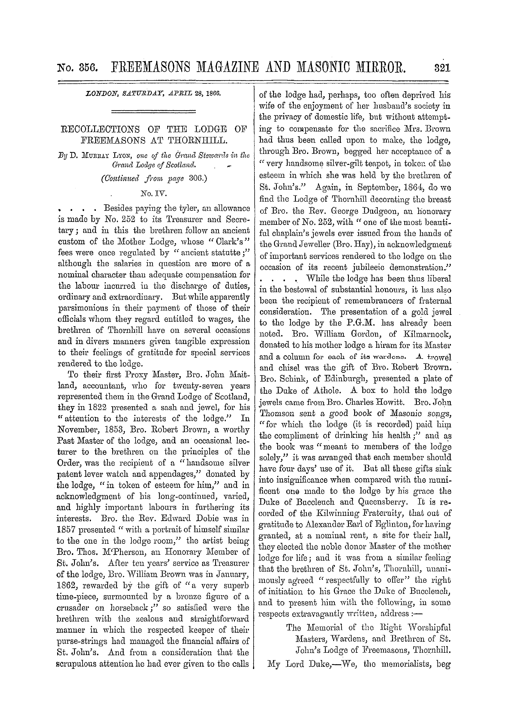 The Freemasons' Monthly Magazine