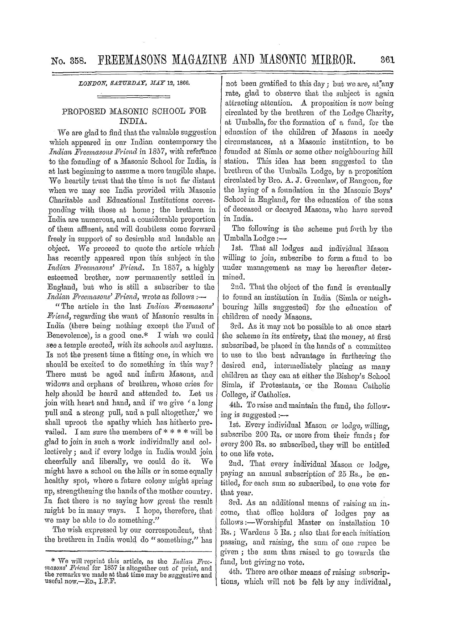 The Freemasons' Monthly Magazine