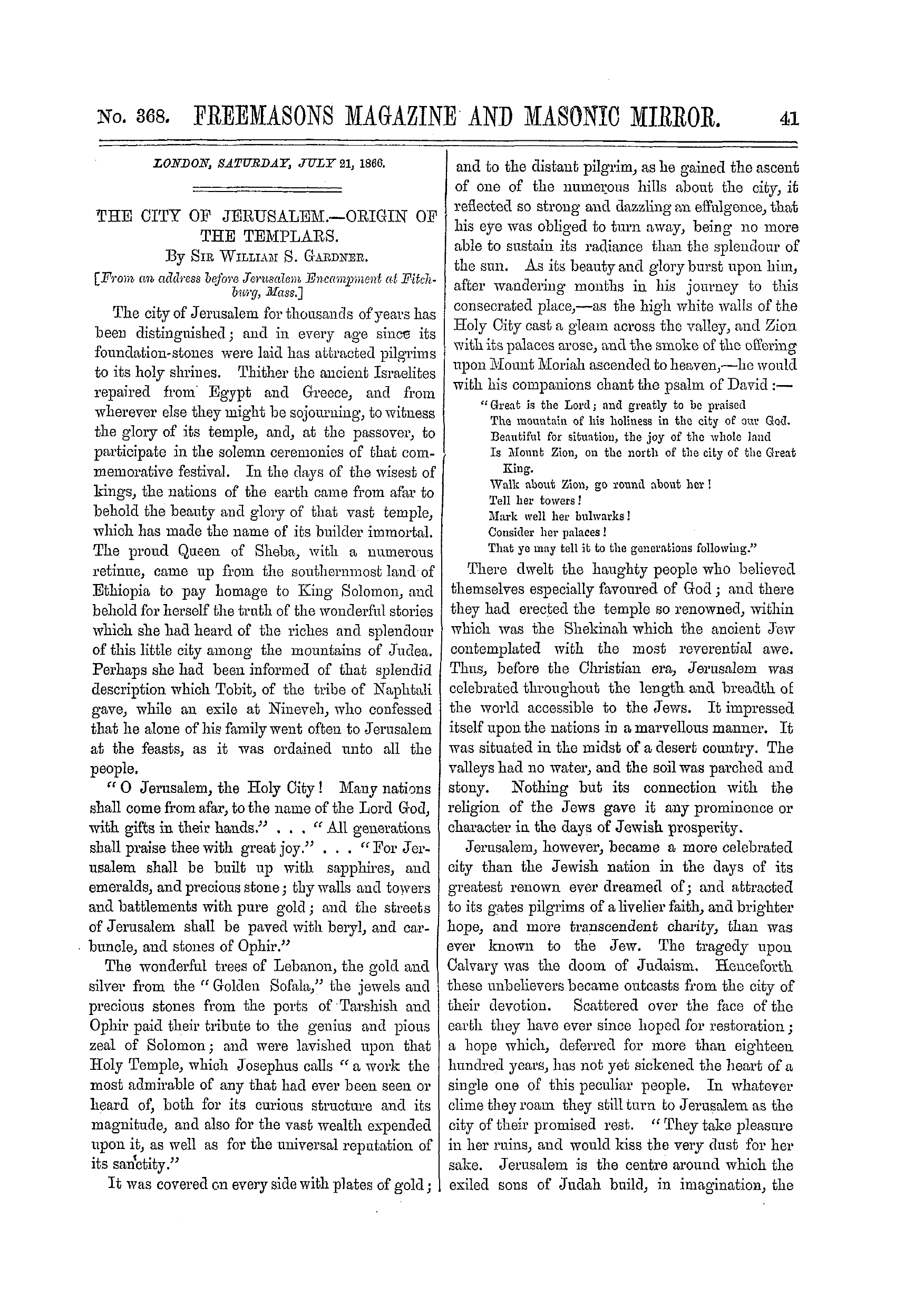 The Freemasons' Monthly Magazine
