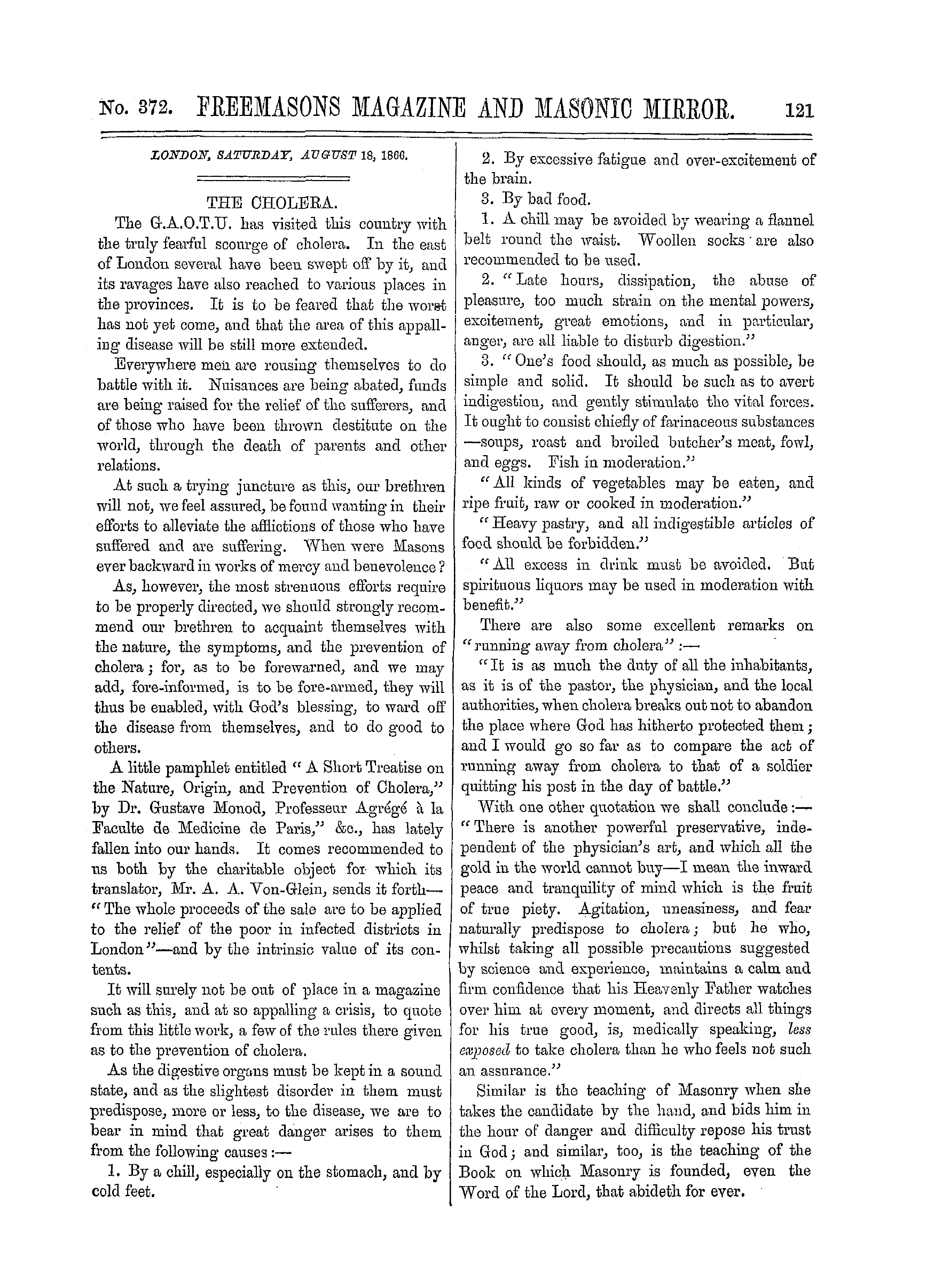 The Freemasons' Monthly Magazine