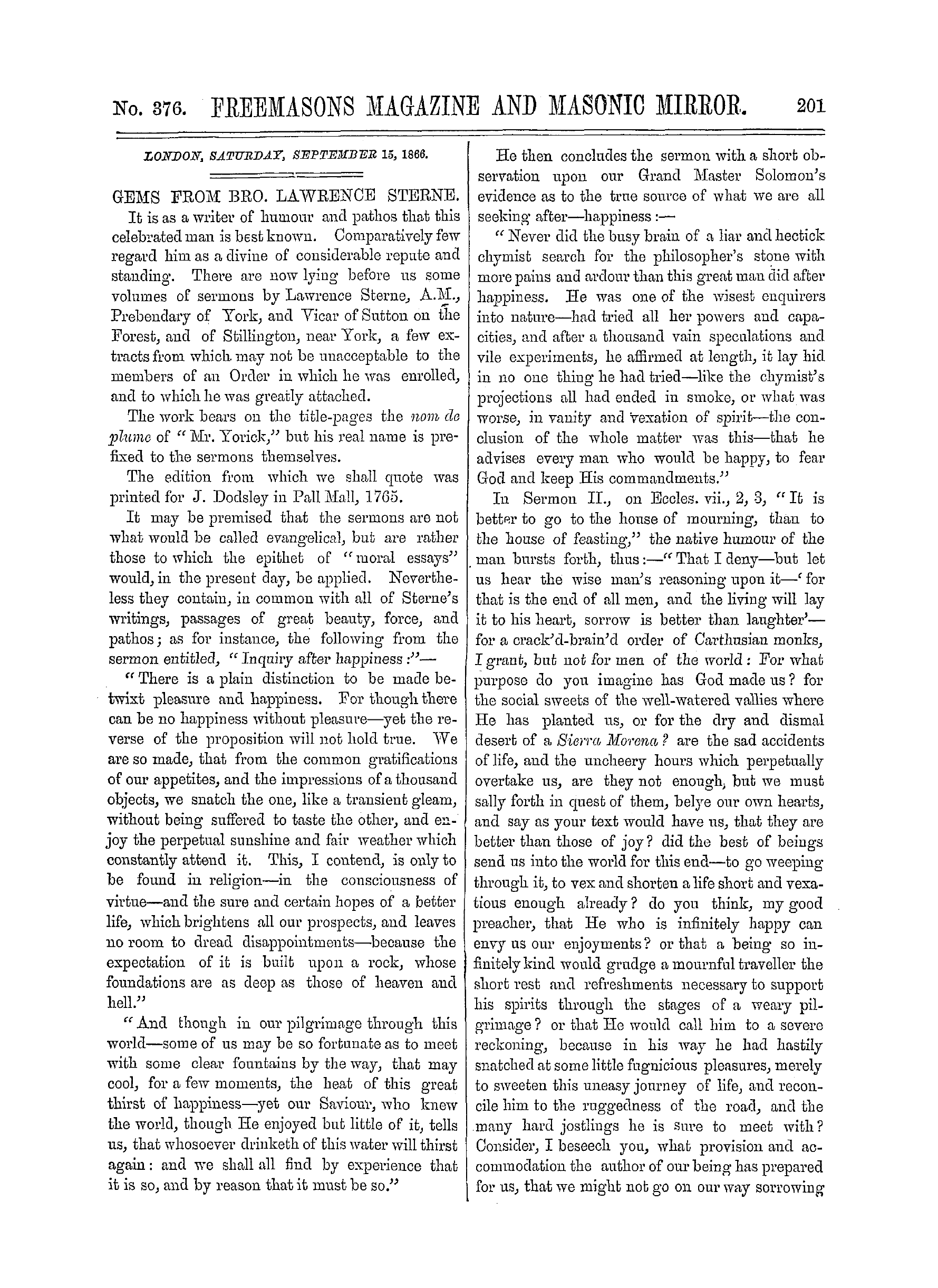 The Freemasons' Monthly Magazine