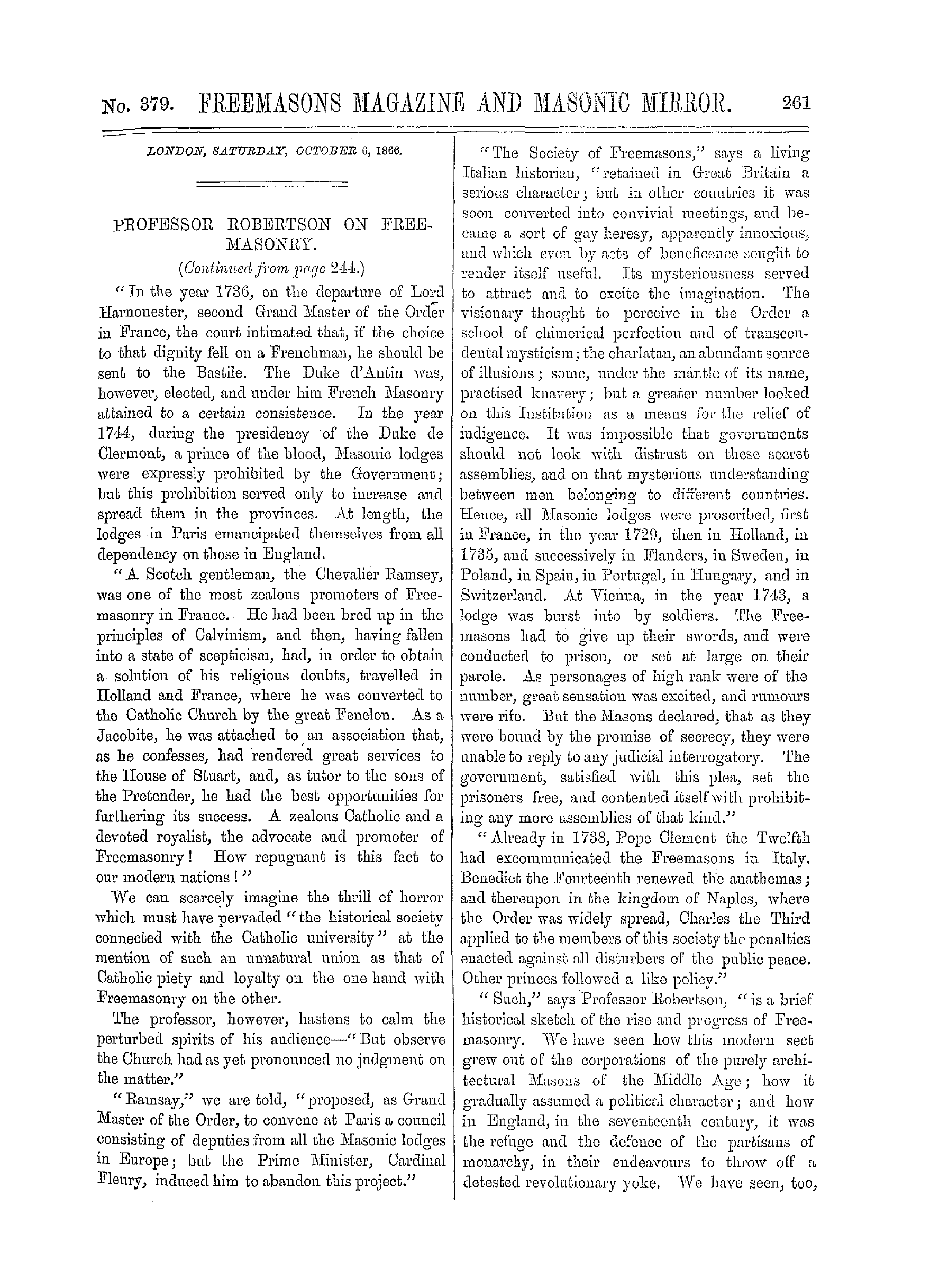 The Freemasons' Monthly Magazine
