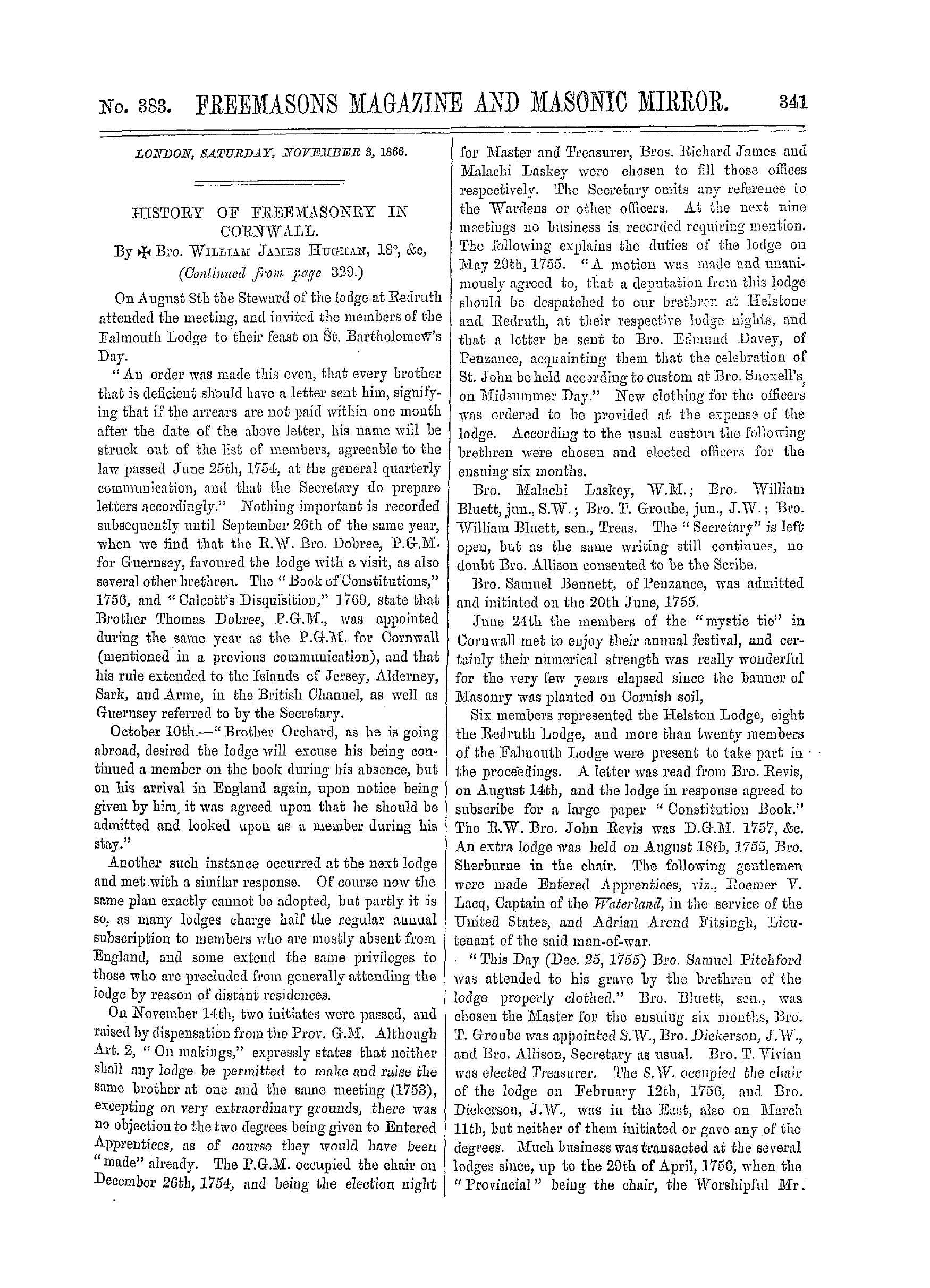 The Freemasons' Monthly Magazine
