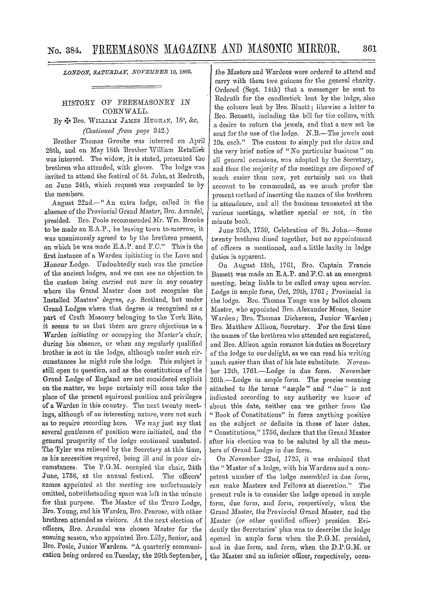 The Freemasons' Monthly Magazine