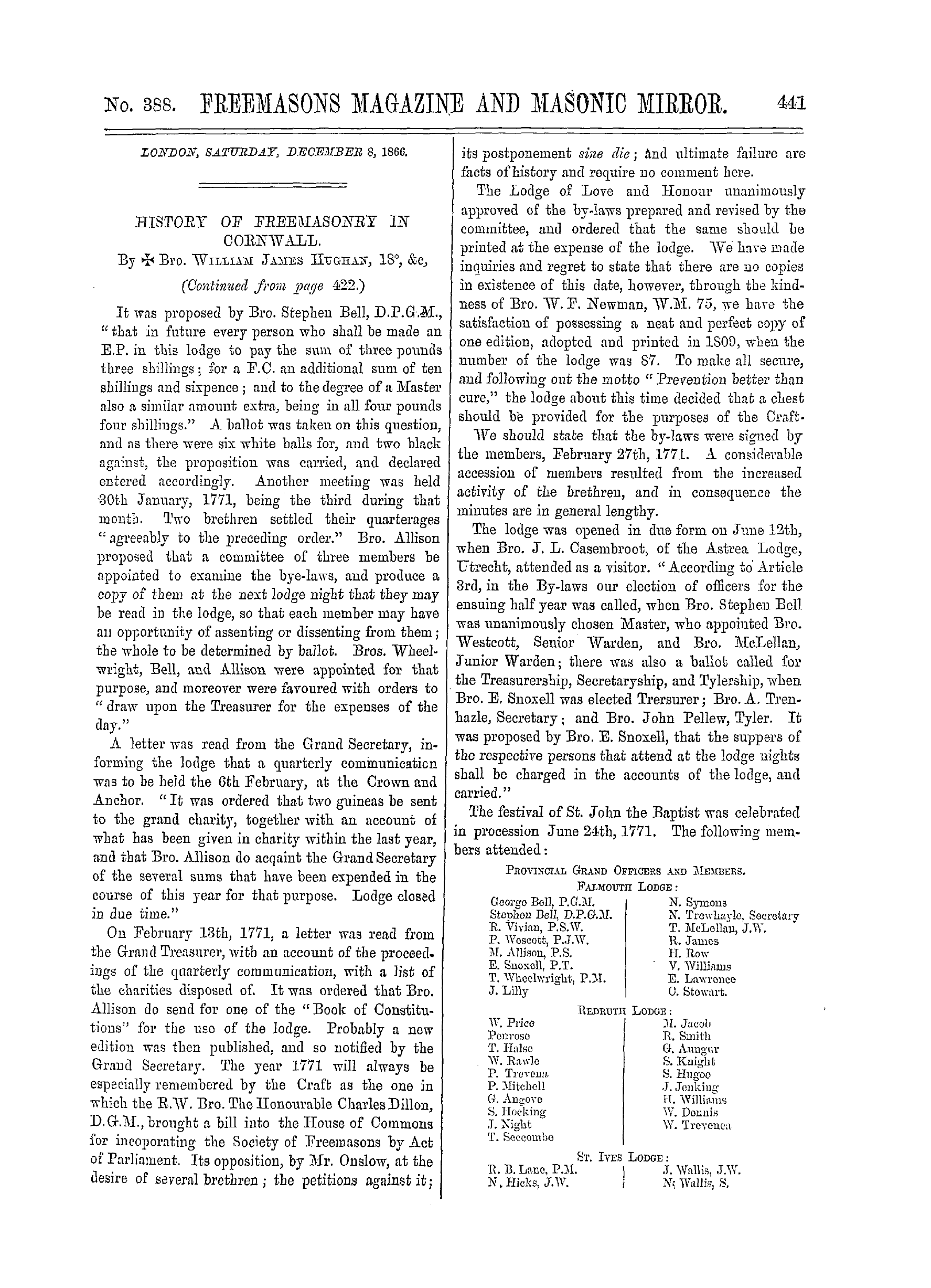 The Freemasons' Monthly Magazine
