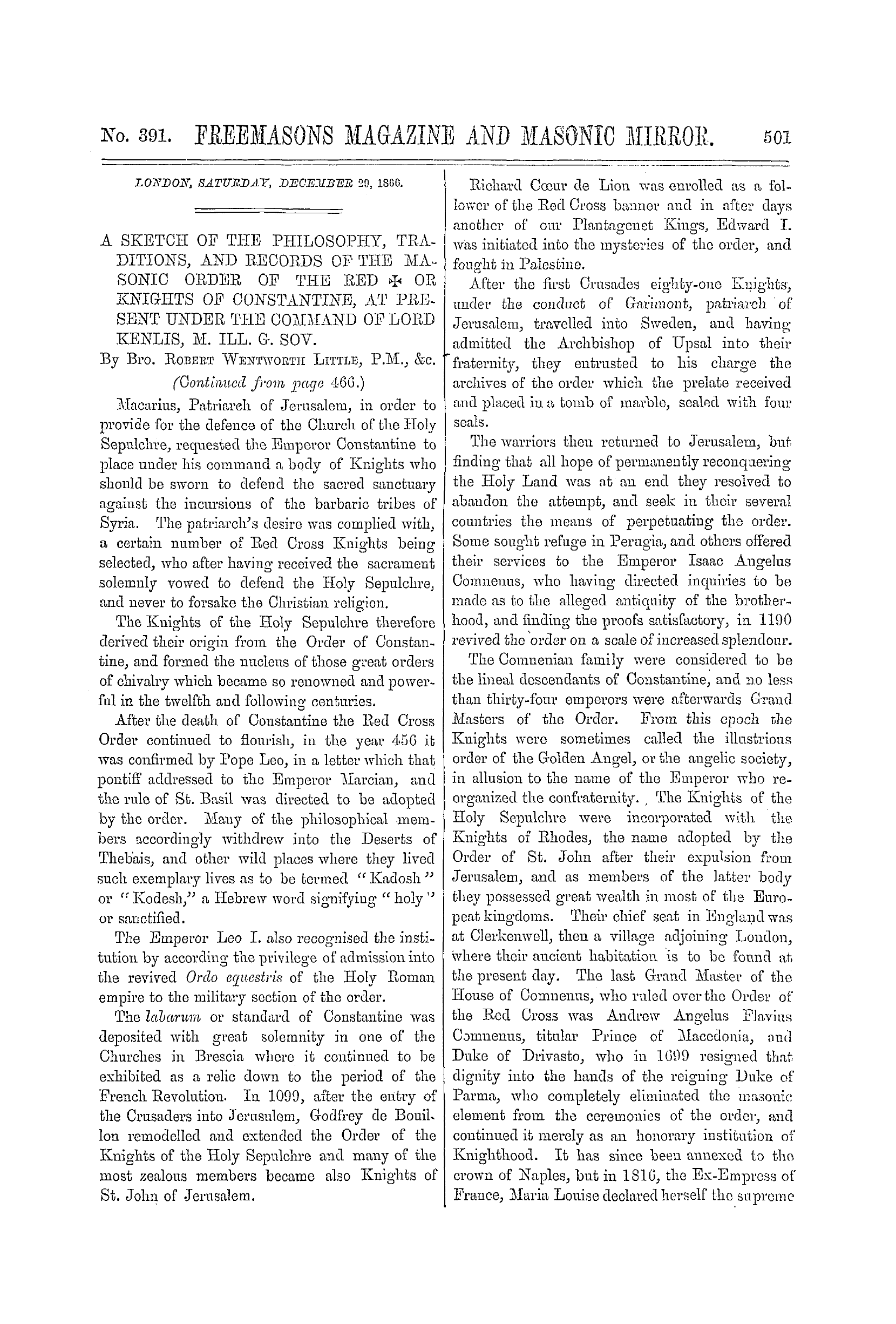 The Freemasons' Monthly Magazine