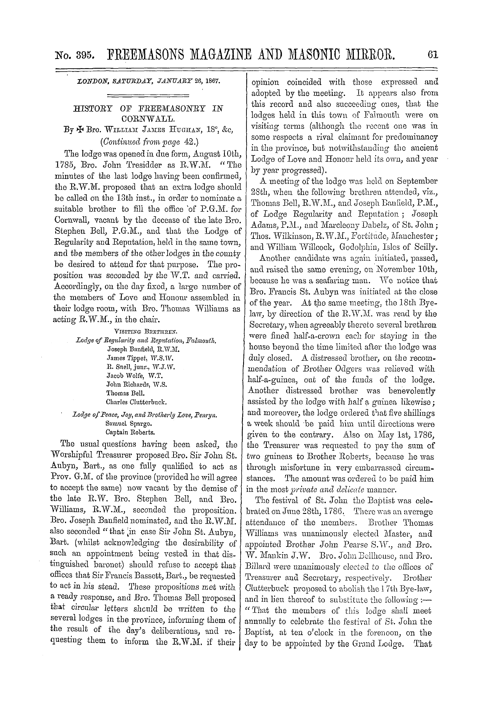 The Freemasons' Monthly Magazine