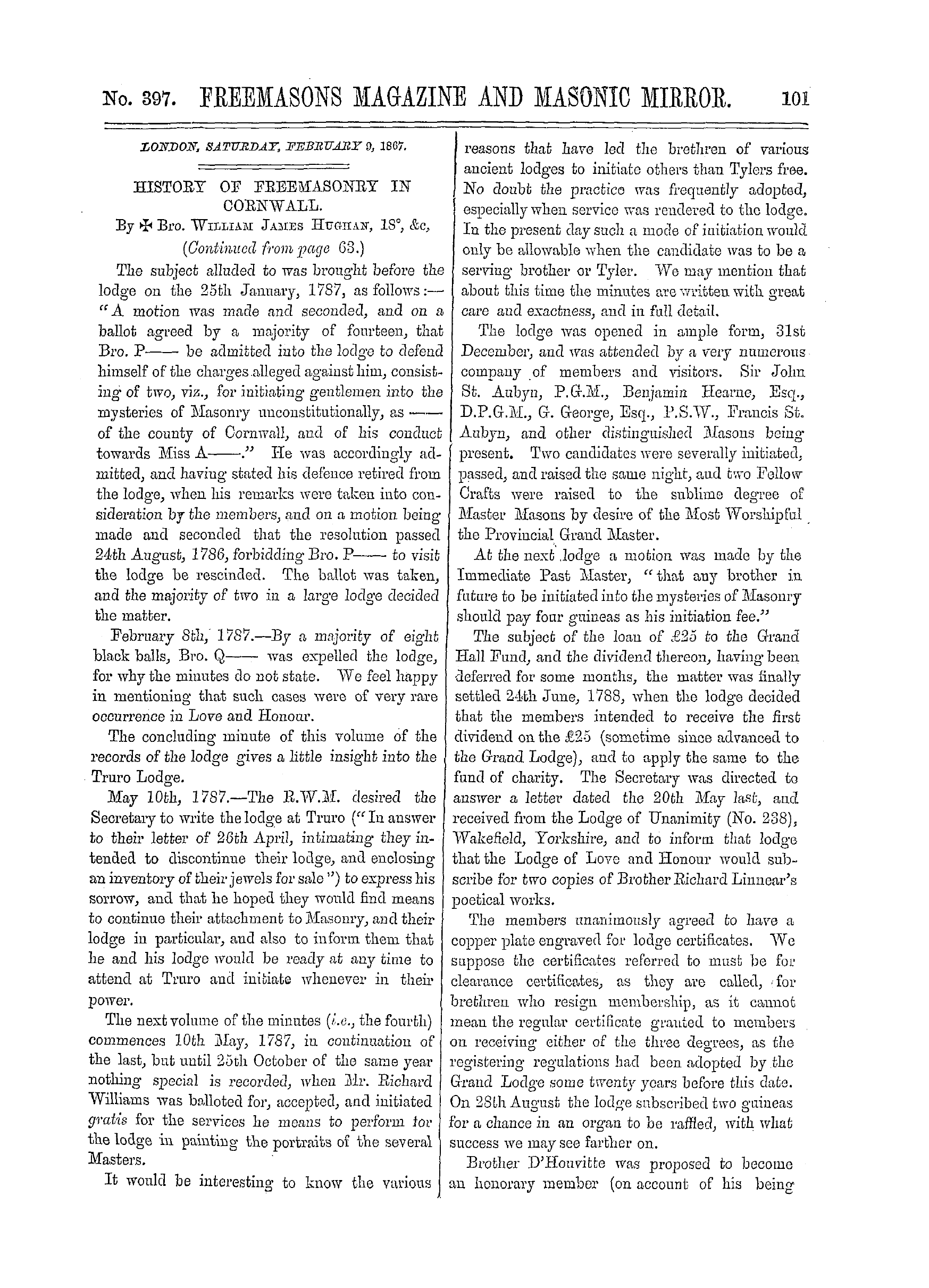 The Freemasons' Monthly Magazine