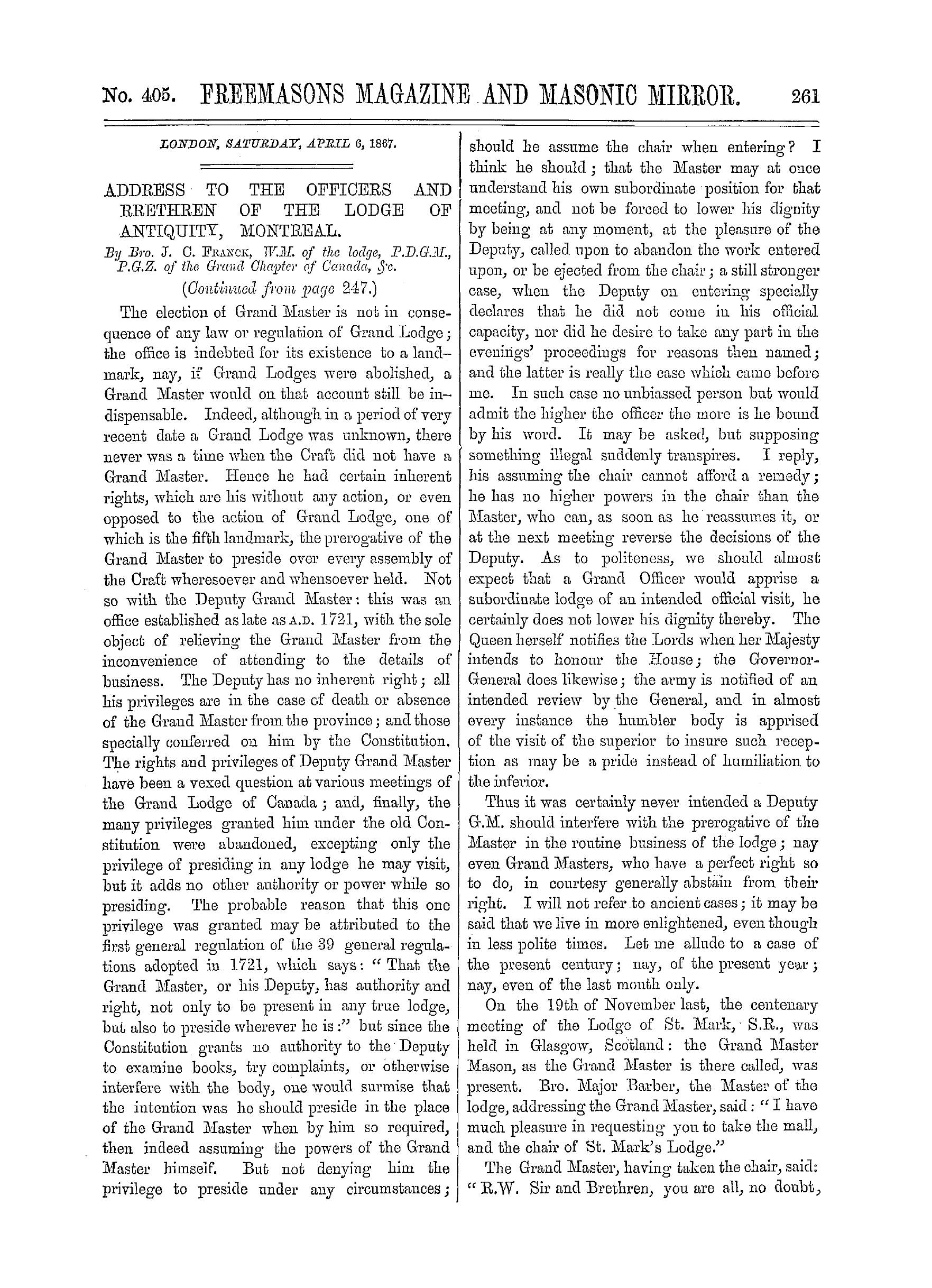 The Freemasons' Monthly Magazine