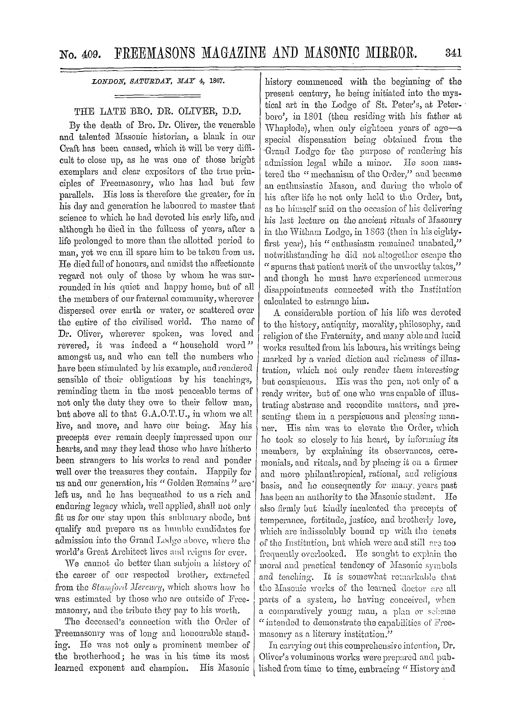 The Freemasons' Monthly Magazine