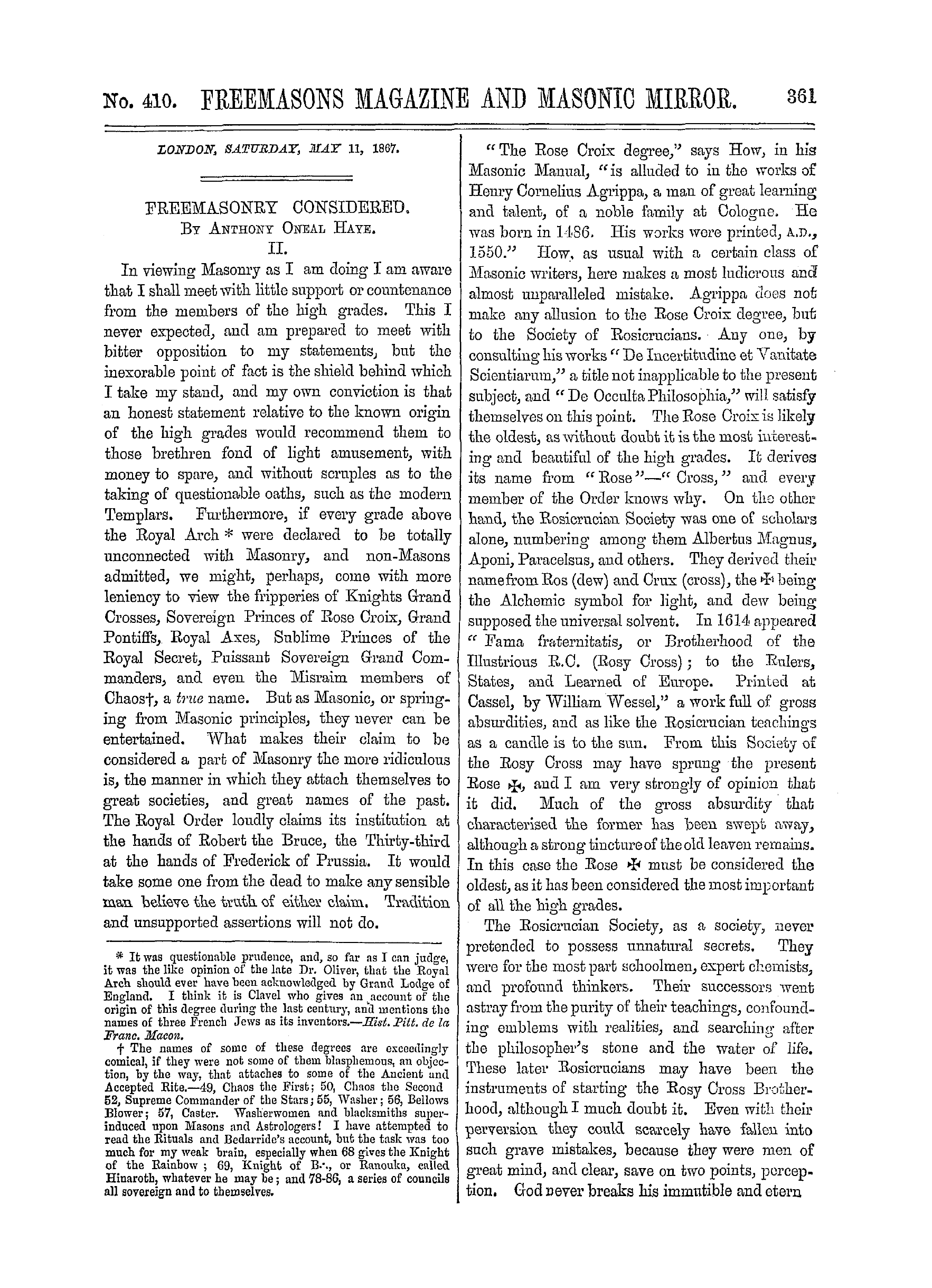 The Freemasons' Monthly Magazine