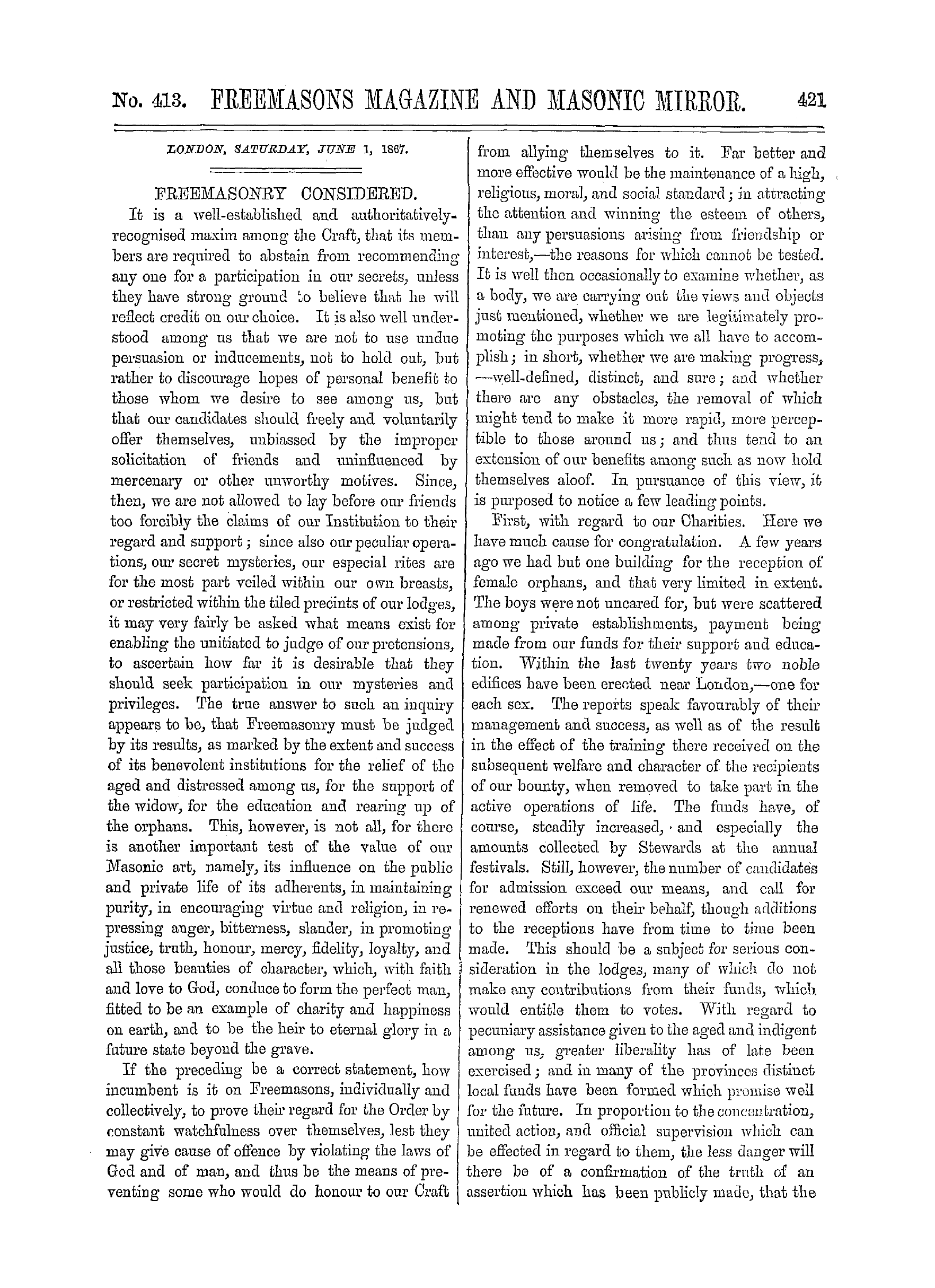 The Freemasons' Monthly Magazine