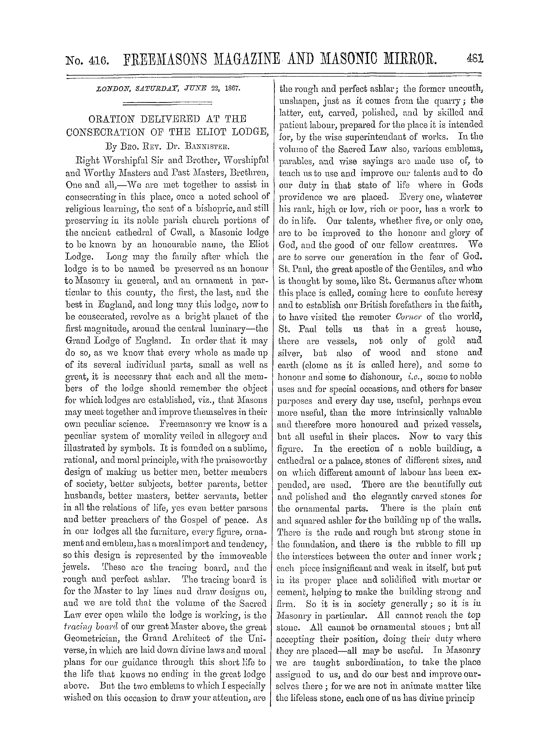 The Freemasons' Monthly Magazine