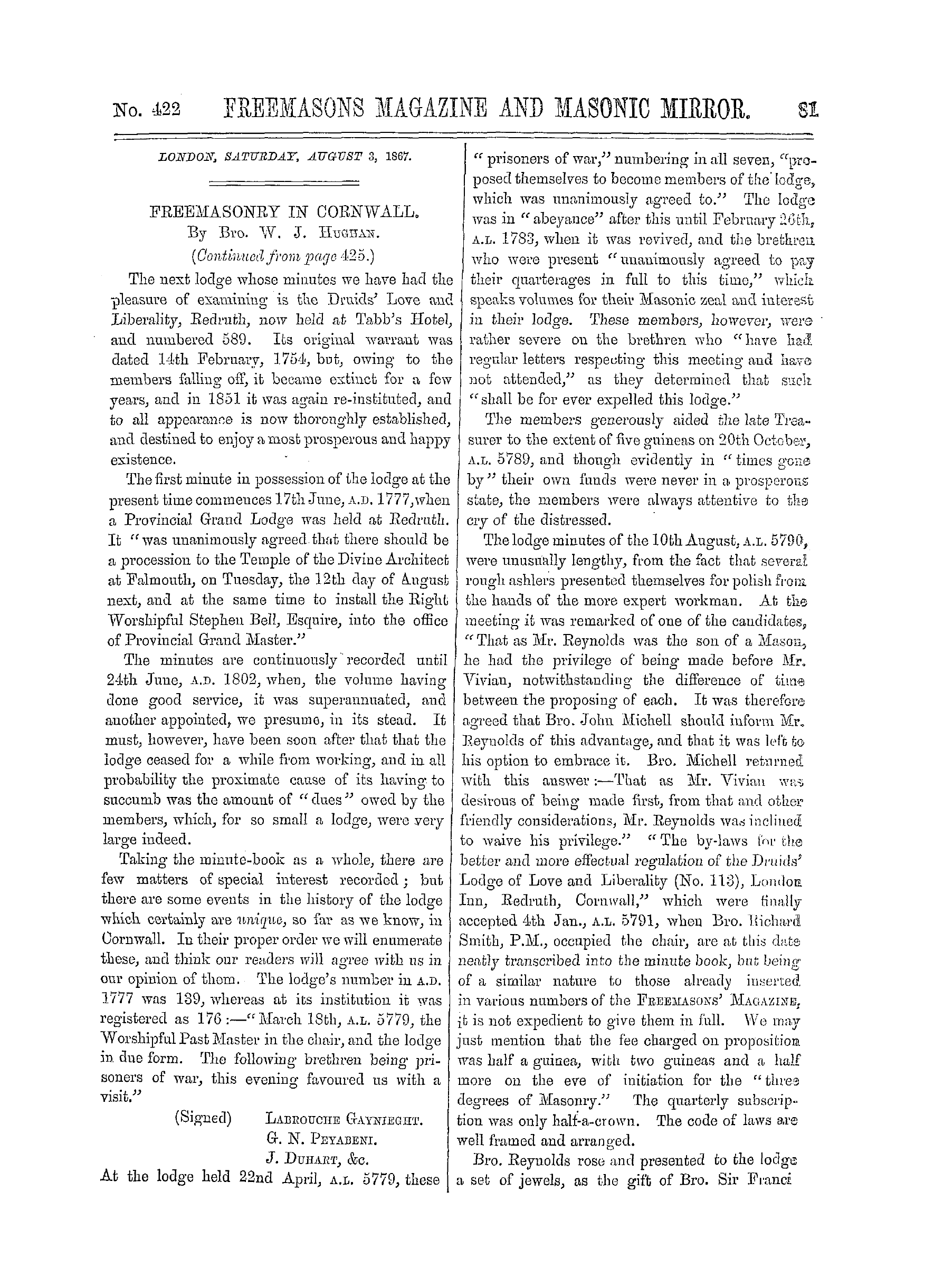 The Freemasons' Monthly Magazine